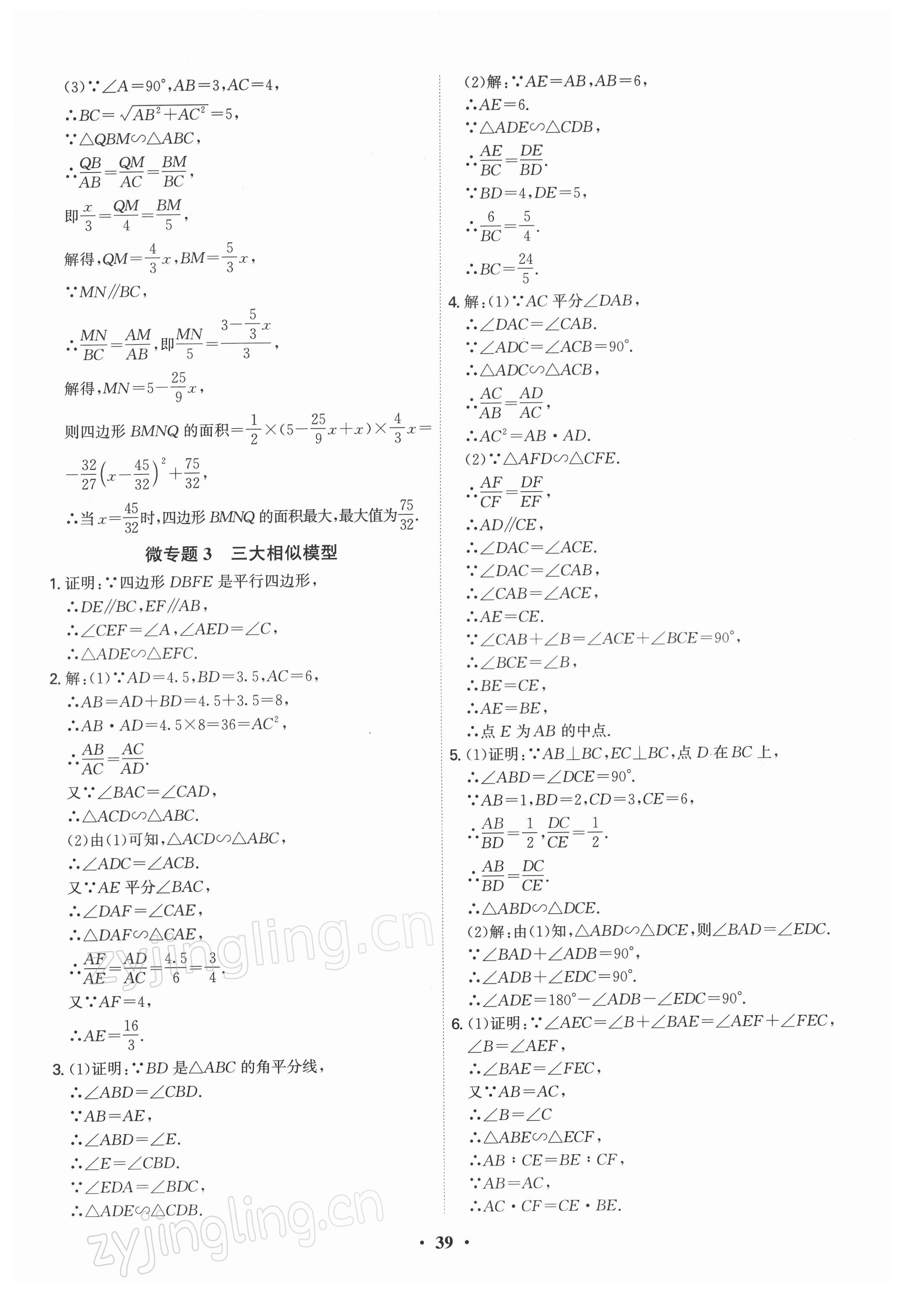 2022年直擊中考數(shù)學(xué)深圳專版 參考答案第39頁