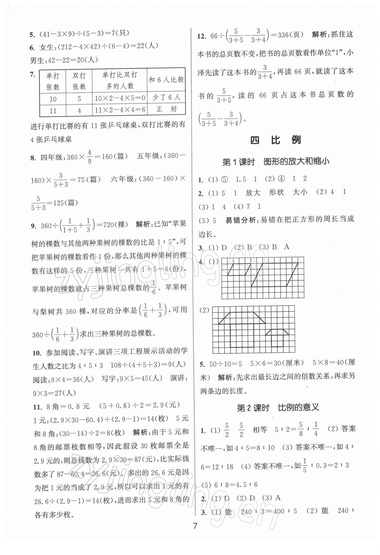 2022年通城學(xué)典課時作業(yè)本六年級數(shù)學(xué)下冊蘇教版江蘇專版 第7頁