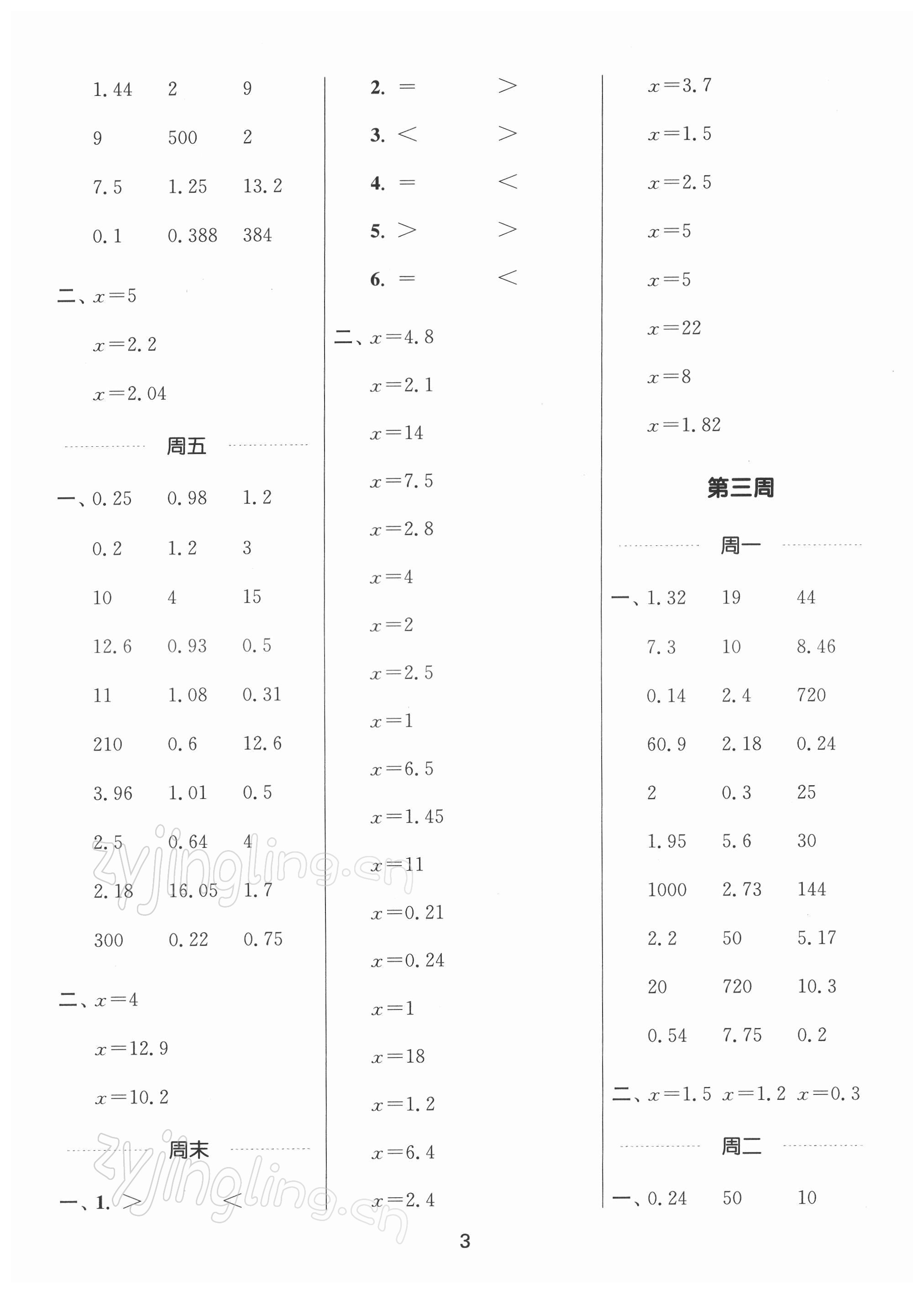 2022年通城學典計算能手五年級數學下冊蘇教版江蘇專版 第3頁