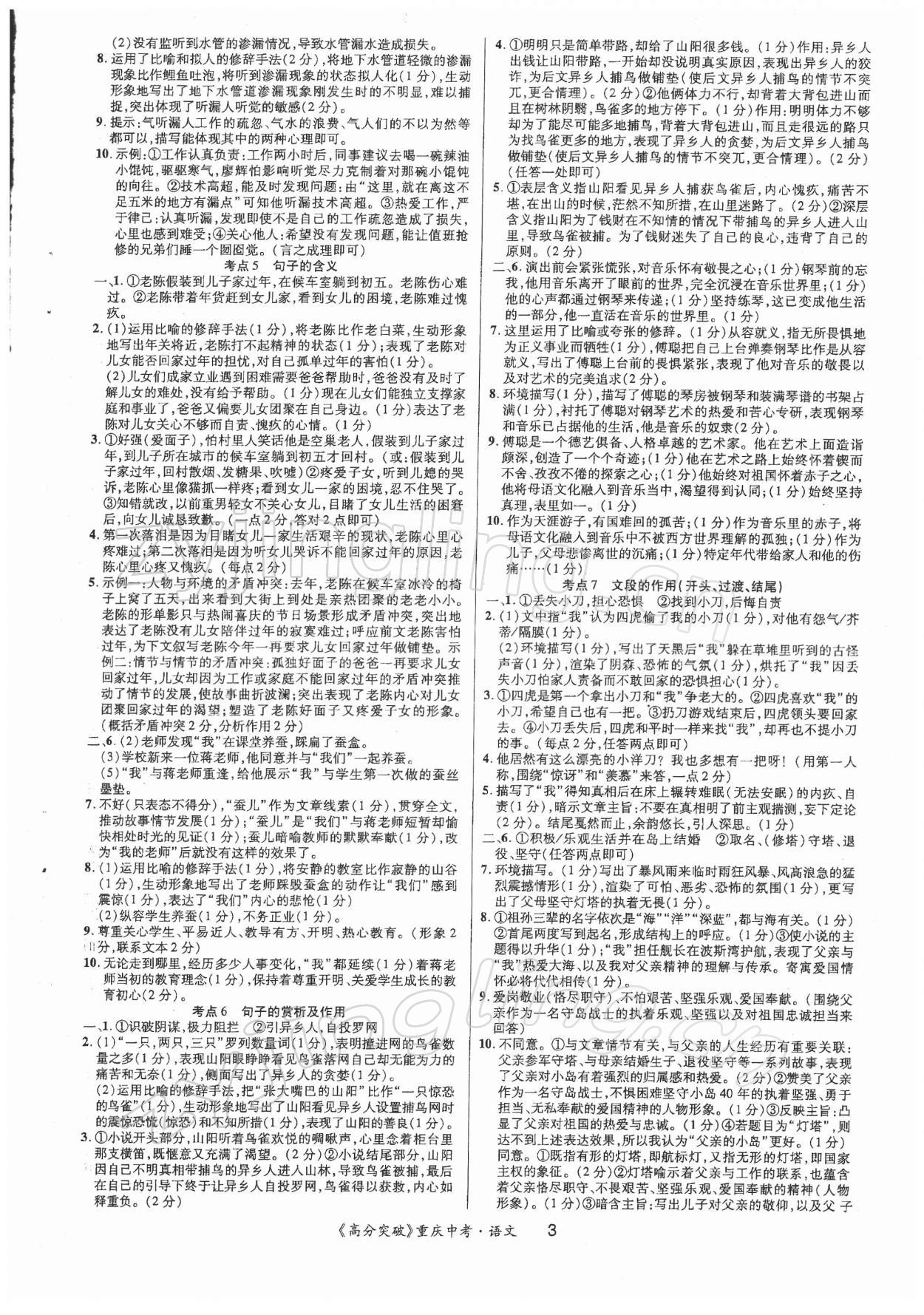2022年高分突破中考總復習方案語文重慶專版 第3頁