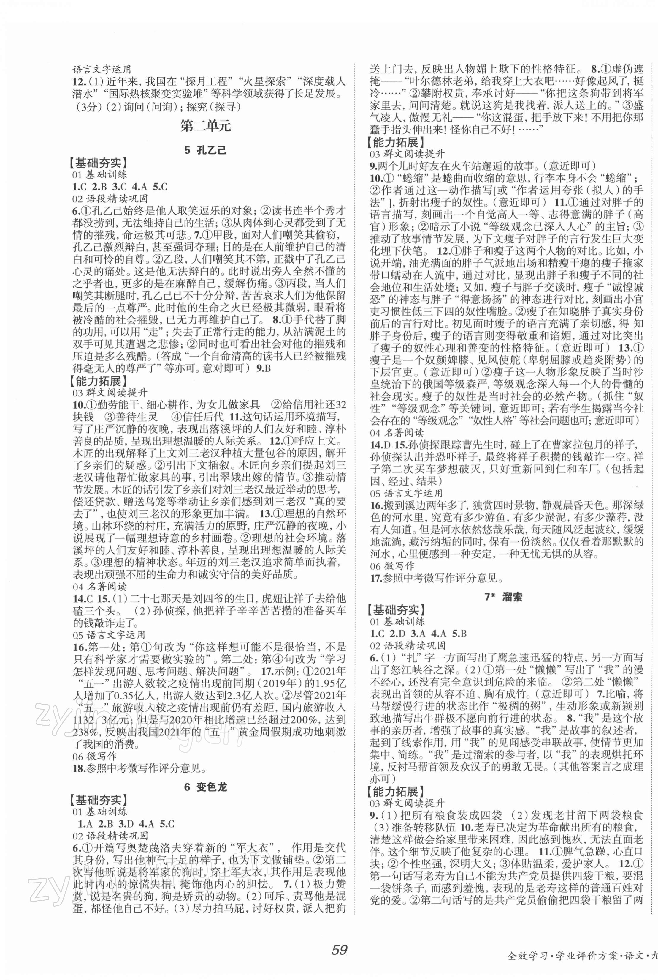 2022年全效學習學業(yè)評價方案九年級語文下冊人教版 第3頁