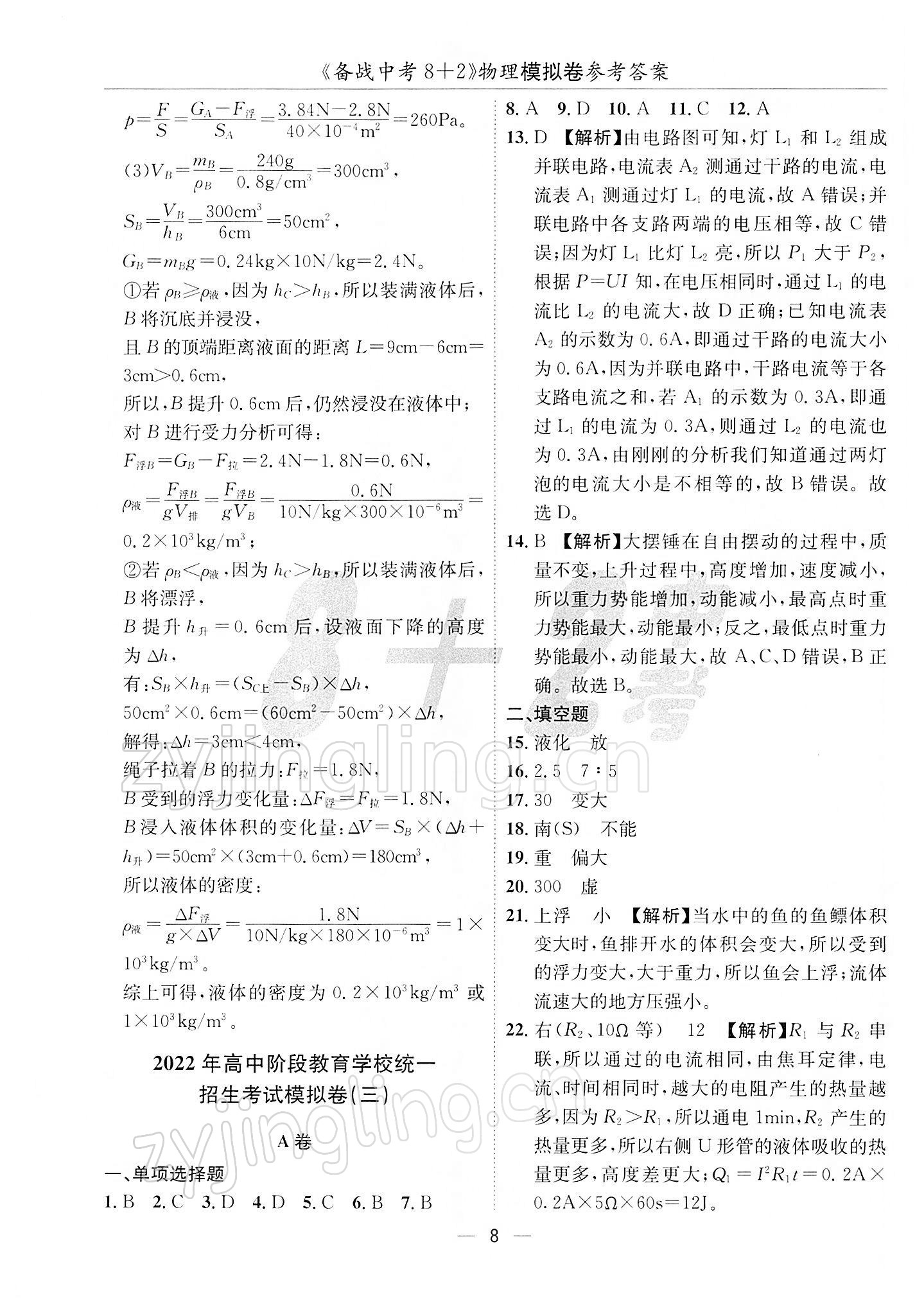 2022年備戰(zhàn)中考8加2物理 第8頁(yè)