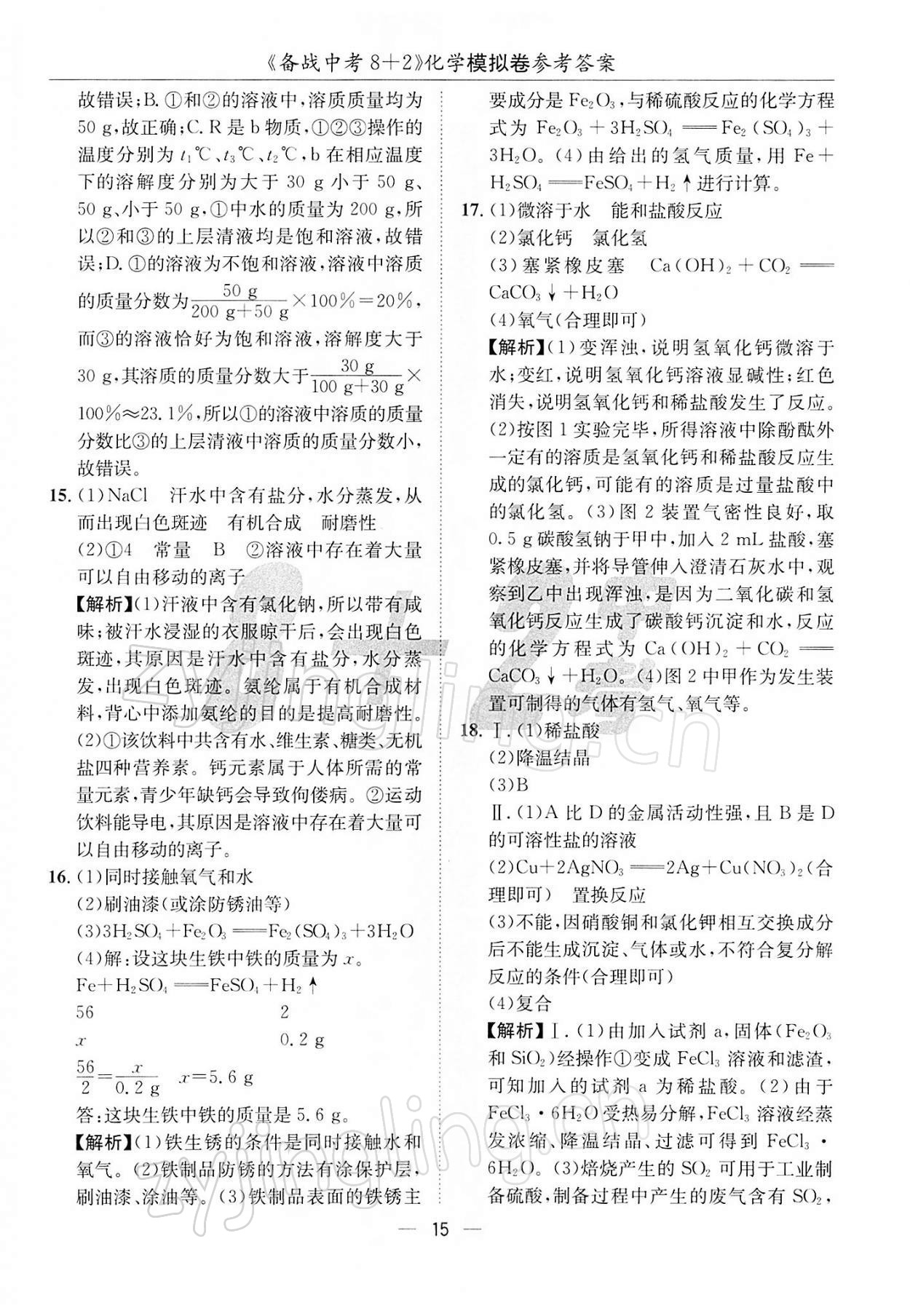 2022年备战中考8加2化学 第15页