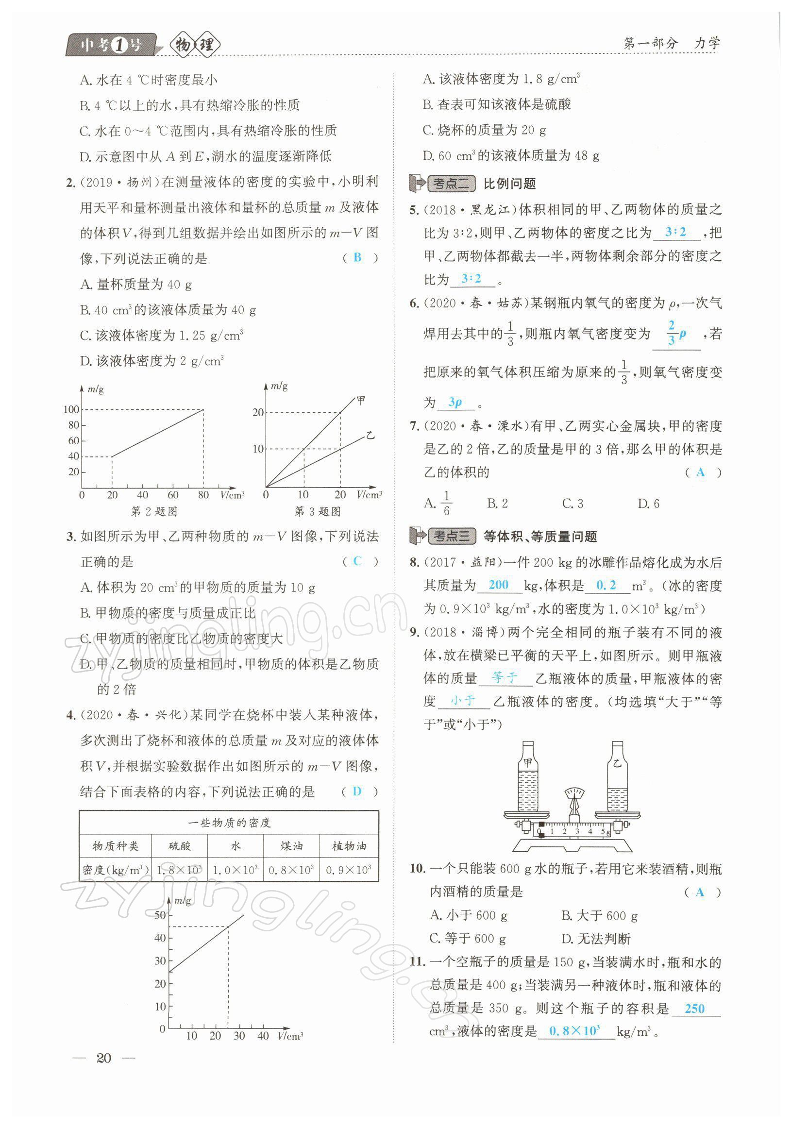 2022年中考1號(hào)物理 參考答案第20頁(yè)