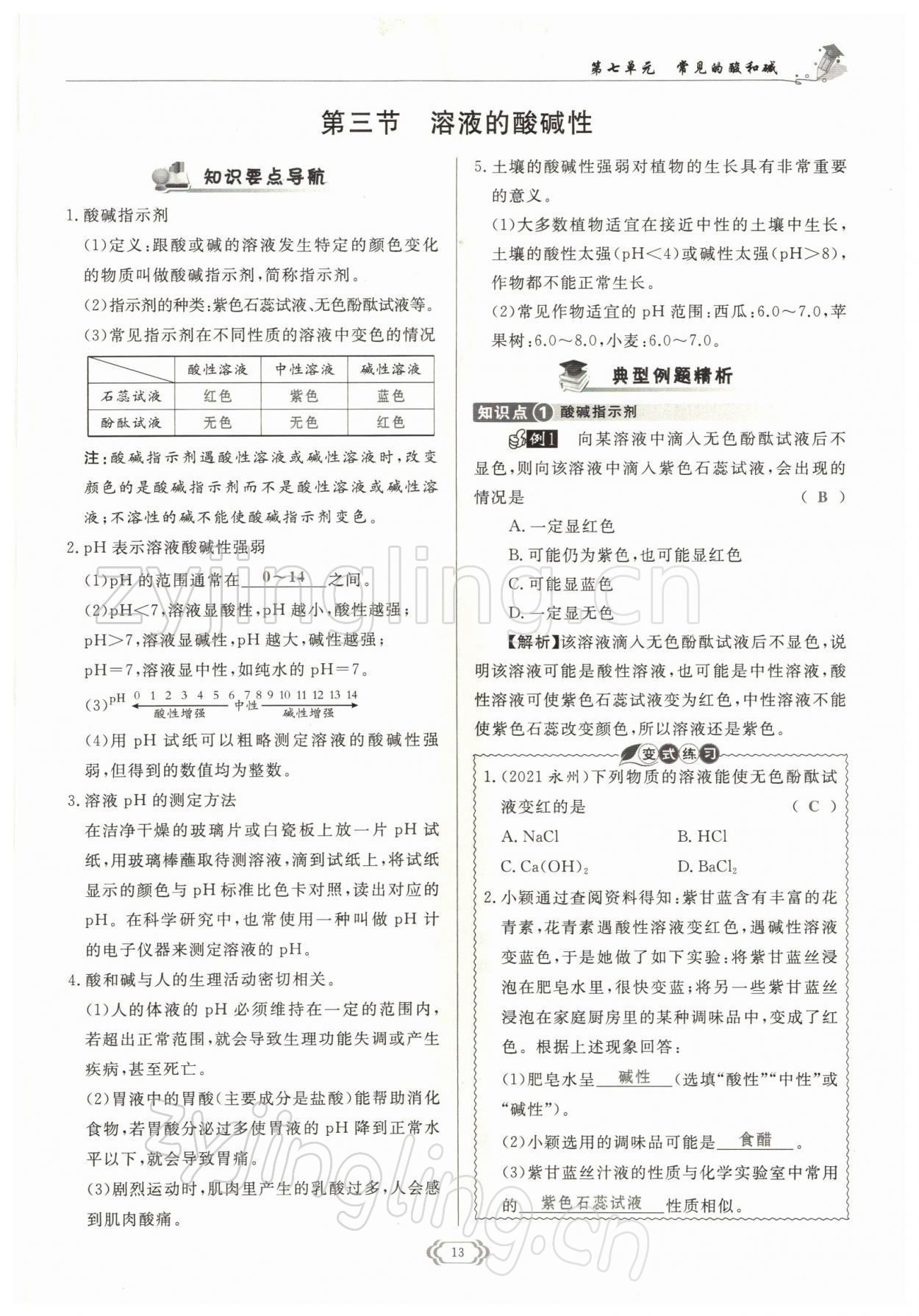 2022年啟航新課堂九年級化學(xué)下冊魯教版 參考答案第13頁