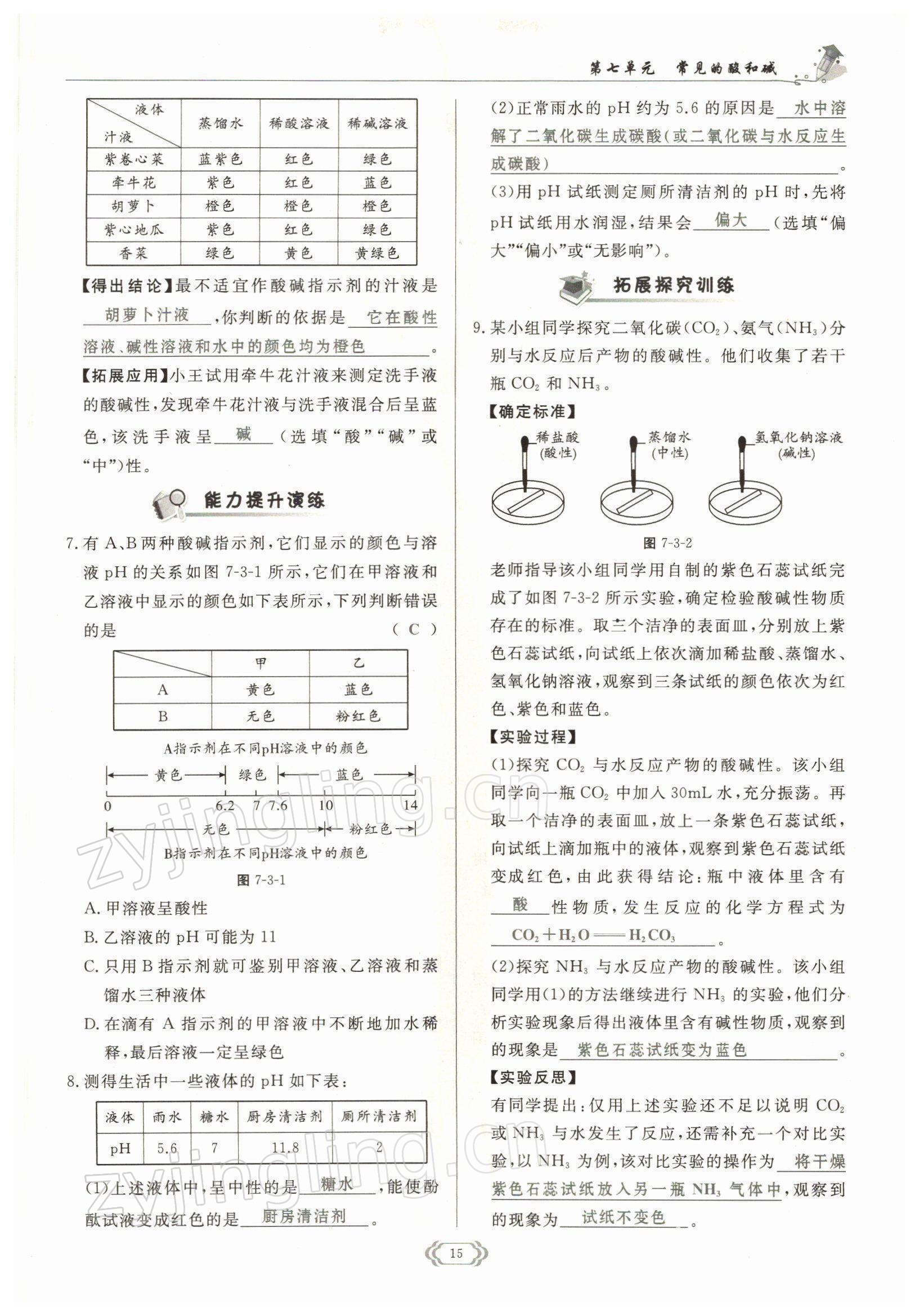 2022年啟航新課堂九年級(jí)化學(xué)下冊(cè)魯教版 參考答案第15頁