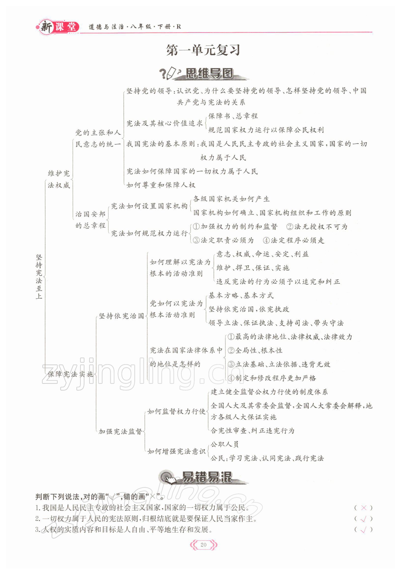 2022年啟航新課堂八年級道德與法治下冊人教版 參考答案第20頁