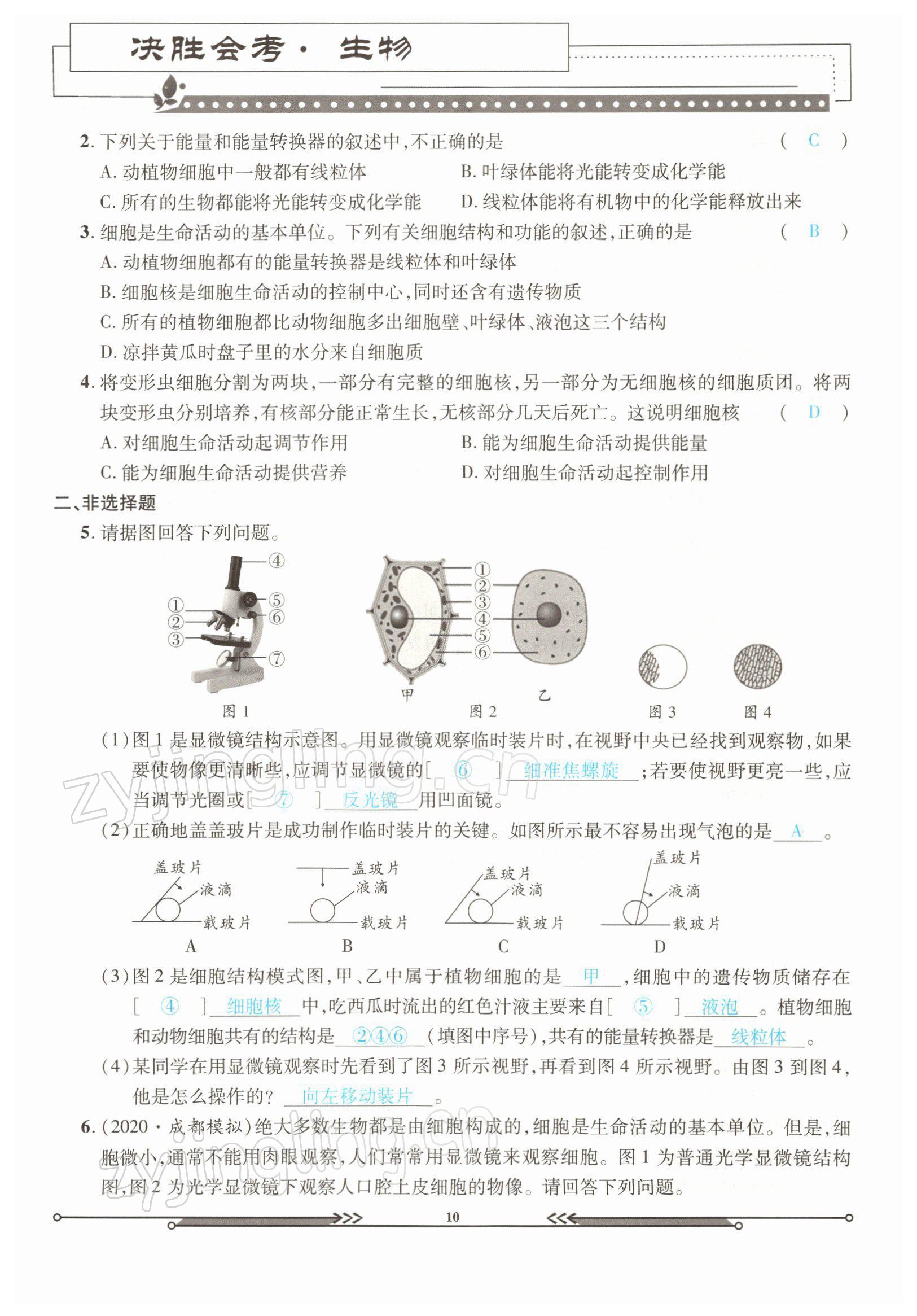 2022年決勝會(huì)考生物北師大版 參考答案第10頁(yè)