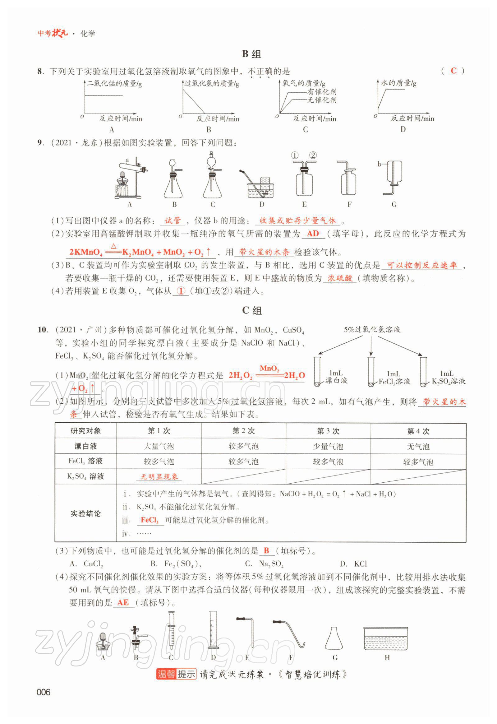 2021年中考狀元化學(xué) 參考答案第14頁