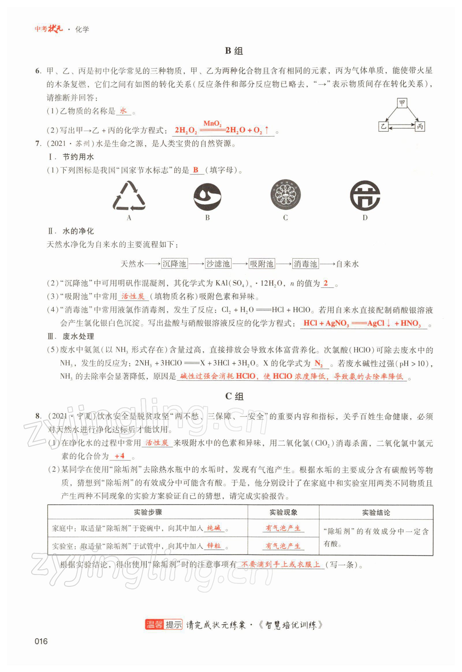 2021年中考狀元化學(xué) 參考答案第44頁