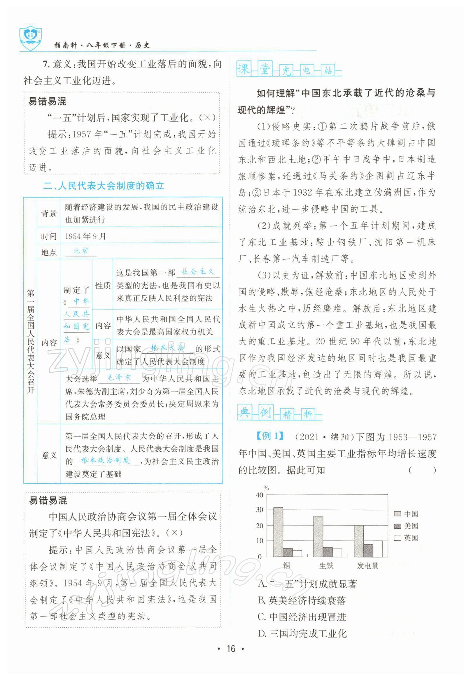 2022年指南针导学探究八年级历史下册人教版 参考答案第16页