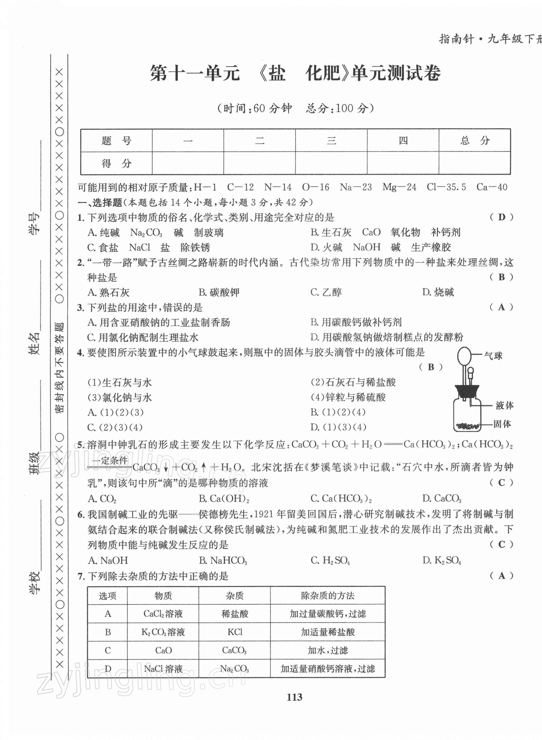 2022年指南针导学探究九年级化学下册人教版 第13页