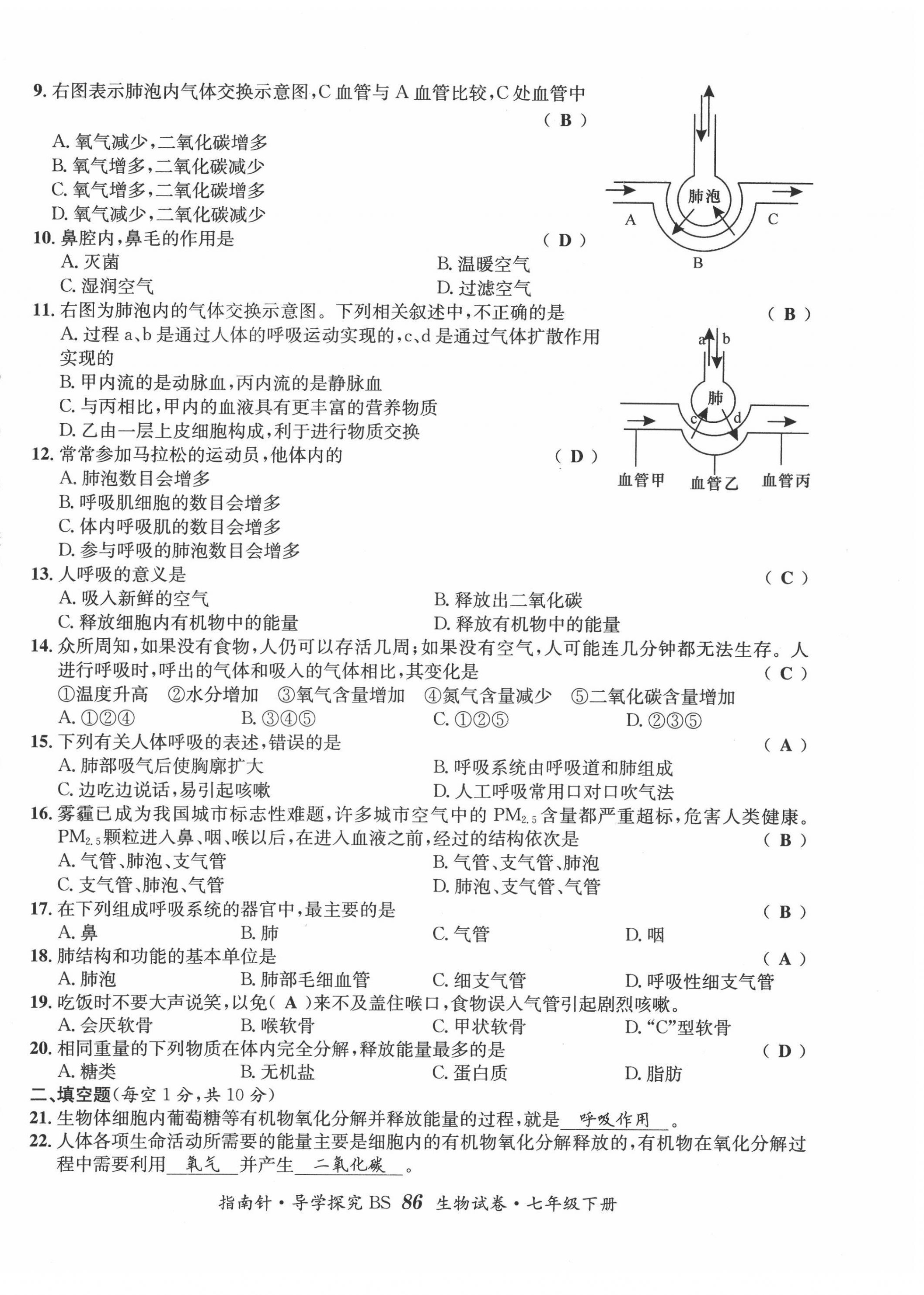 2022年指南針導學探究七年級生物下冊北師大版 第10頁