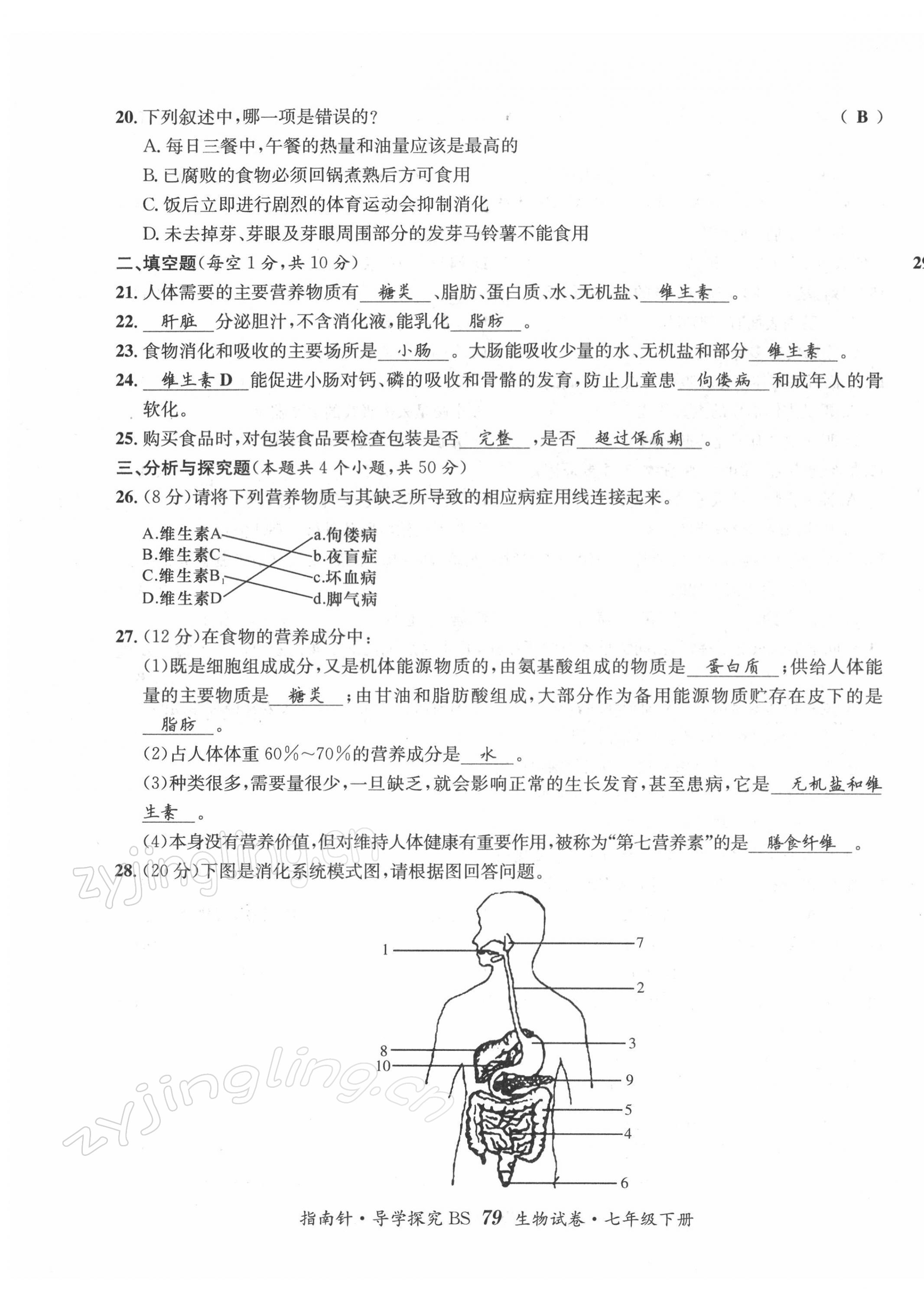 2022年指南針導(dǎo)學(xué)探究七年級(jí)生物下冊(cè)北師大版 第3頁(yè)