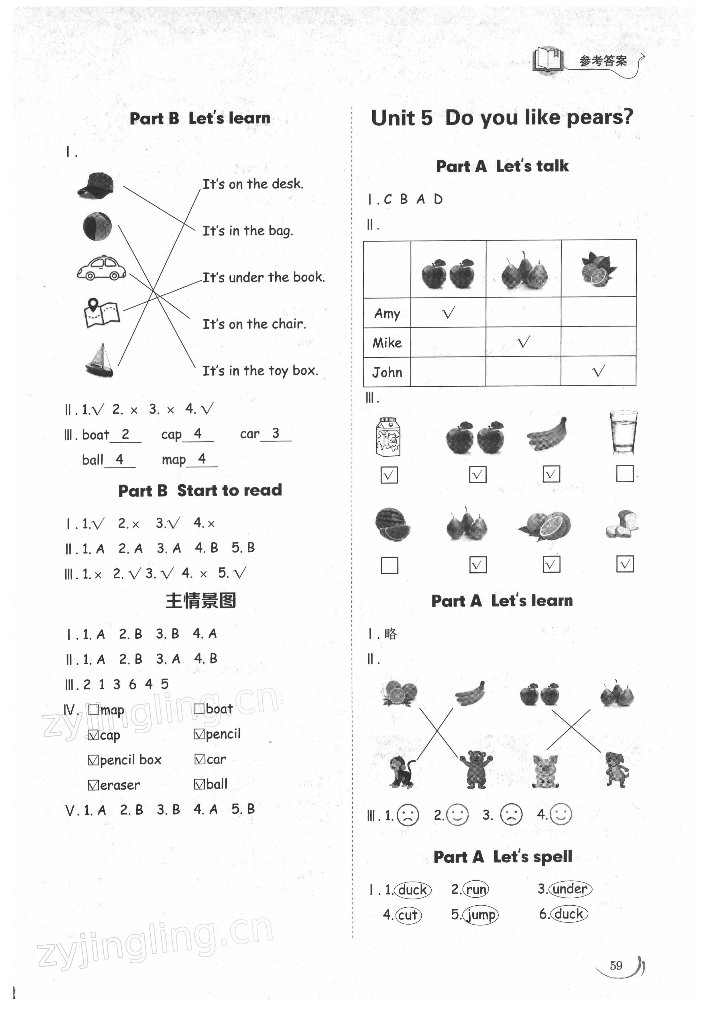 2022年小學同步練習冊三年級英語下冊人教版山東科學技術出版社 參考答案第4頁