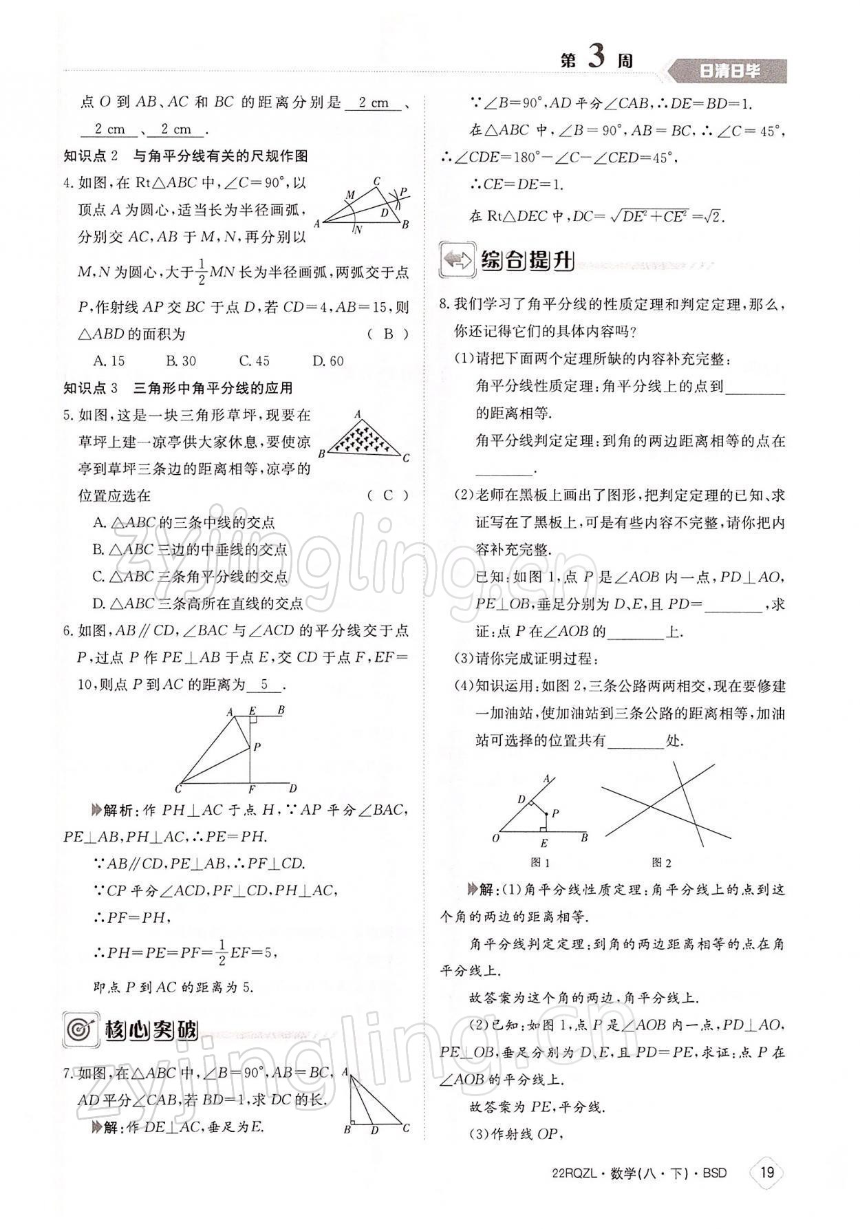 2022年日清周練八年級(jí)數(shù)學(xué)下冊(cè)北師大版 參考答案第19頁