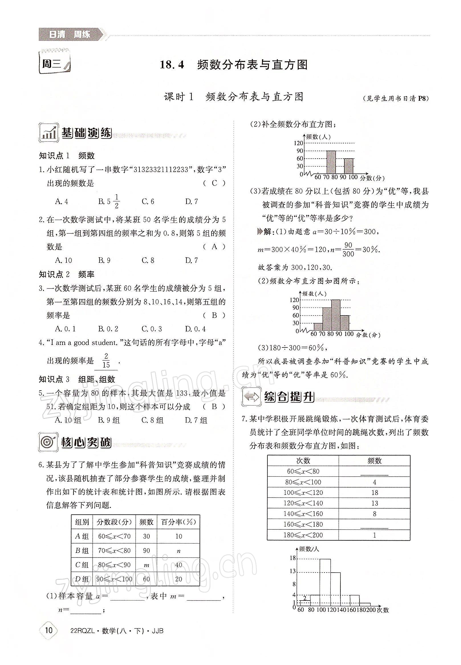 2022年日清周練八年級(jí)數(shù)學(xué)下冊(cè)冀教版 參考答案第10頁(yè)