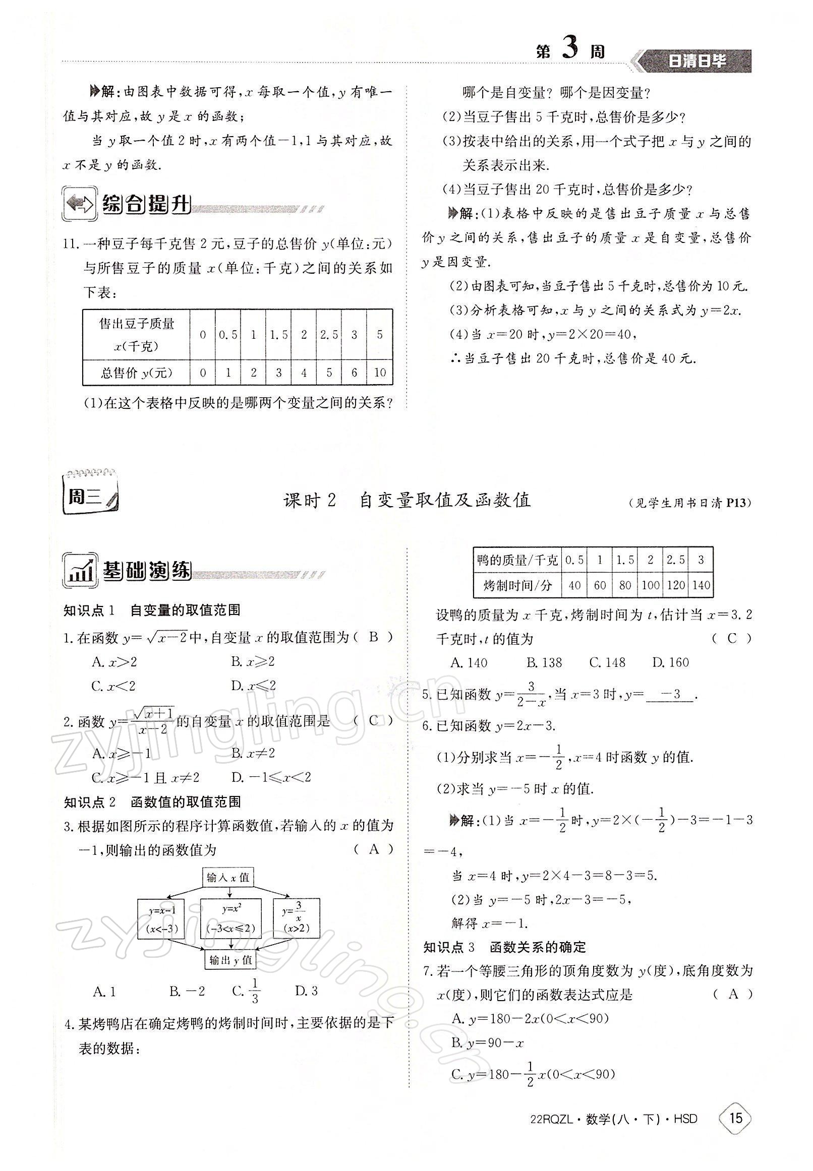 2022年日清周練八年級(jí)數(shù)學(xué)下冊(cè)華師大版 參考答案第15頁(yè)