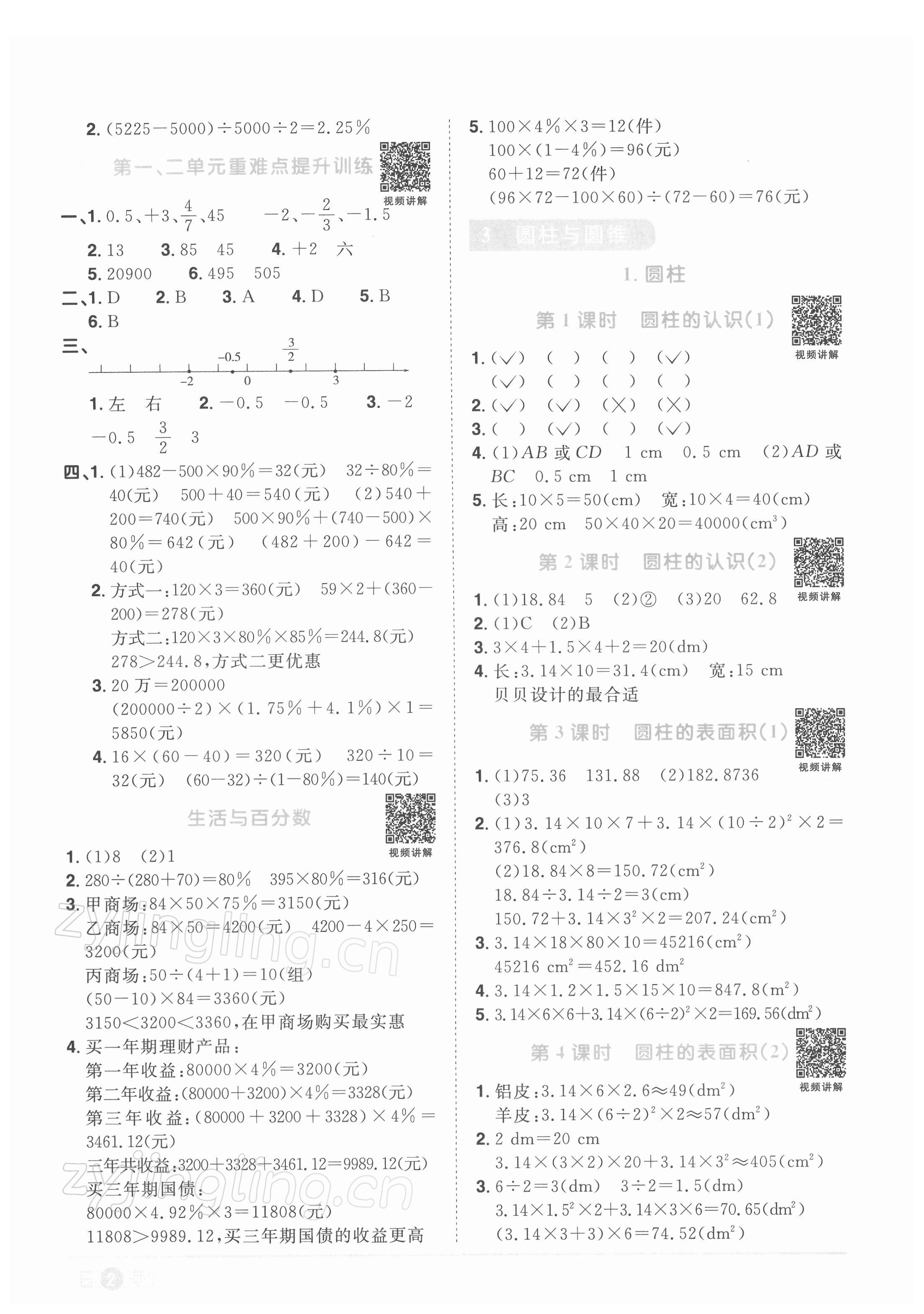 2022年阳光同学课时优化作业六年级数学下册人教版 第2页