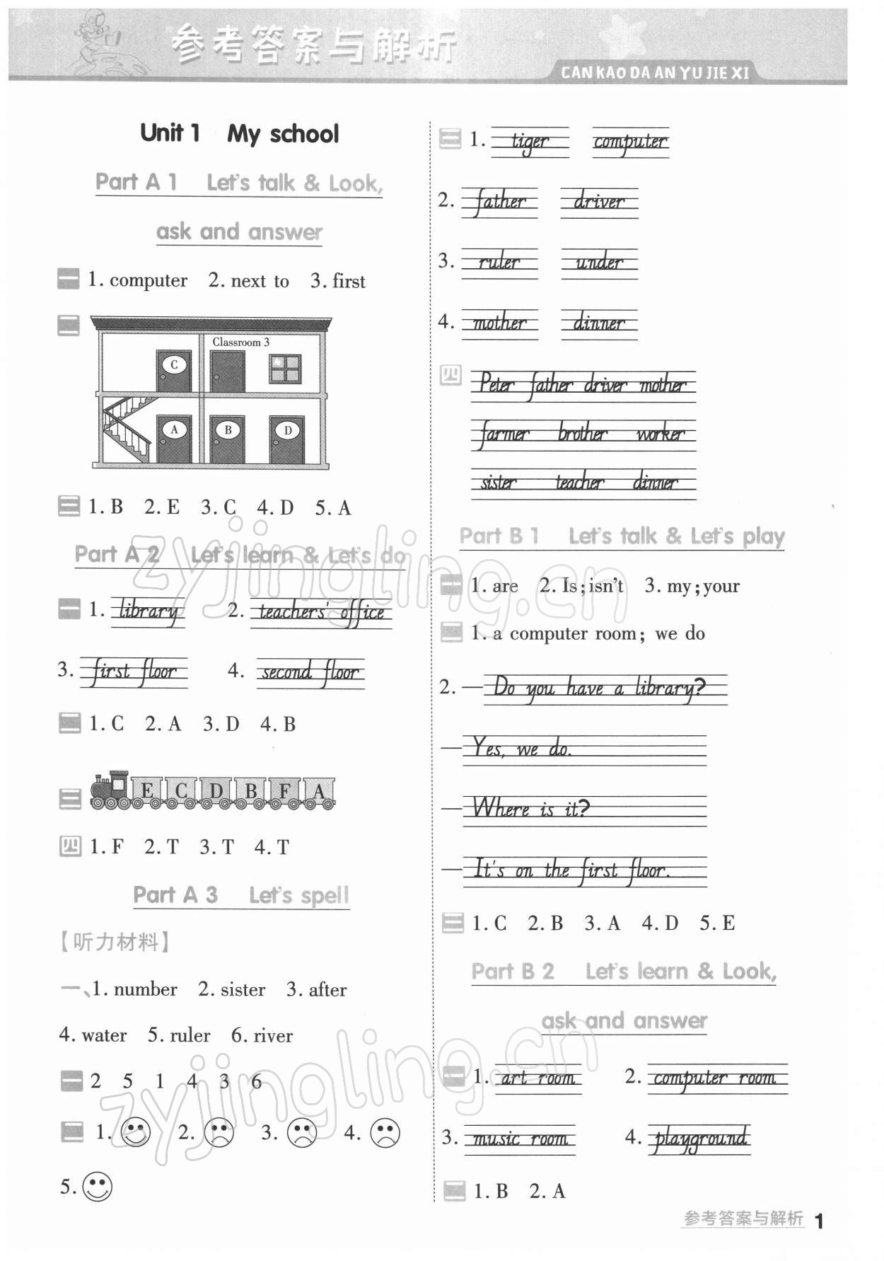 2022年一遍過四年級英語下冊人教版浙江專版 第1頁