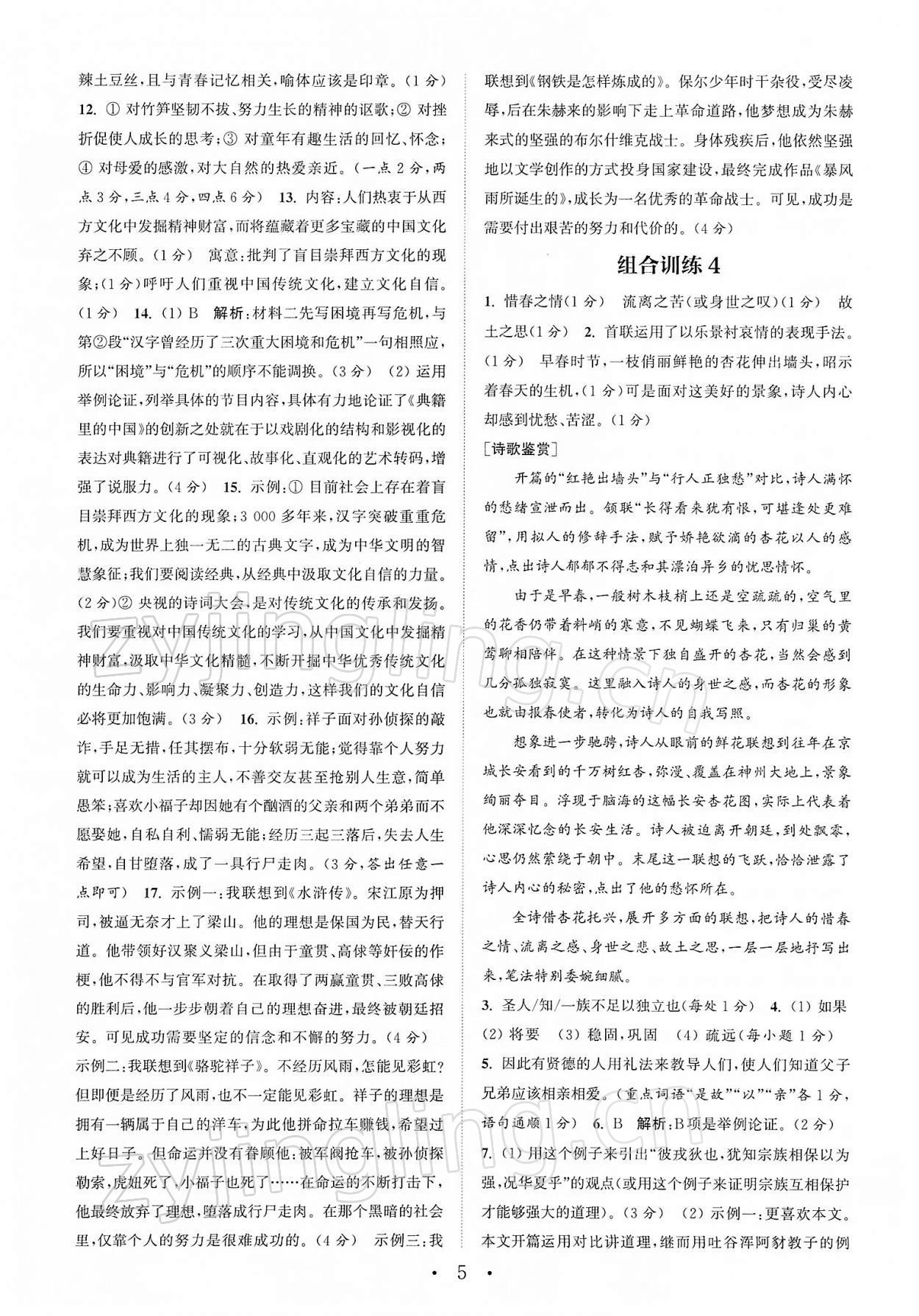 2022年通城學(xué)典初中語(yǔ)文閱讀組合訓(xùn)練中考南通專(zhuān)版 第5頁(yè)