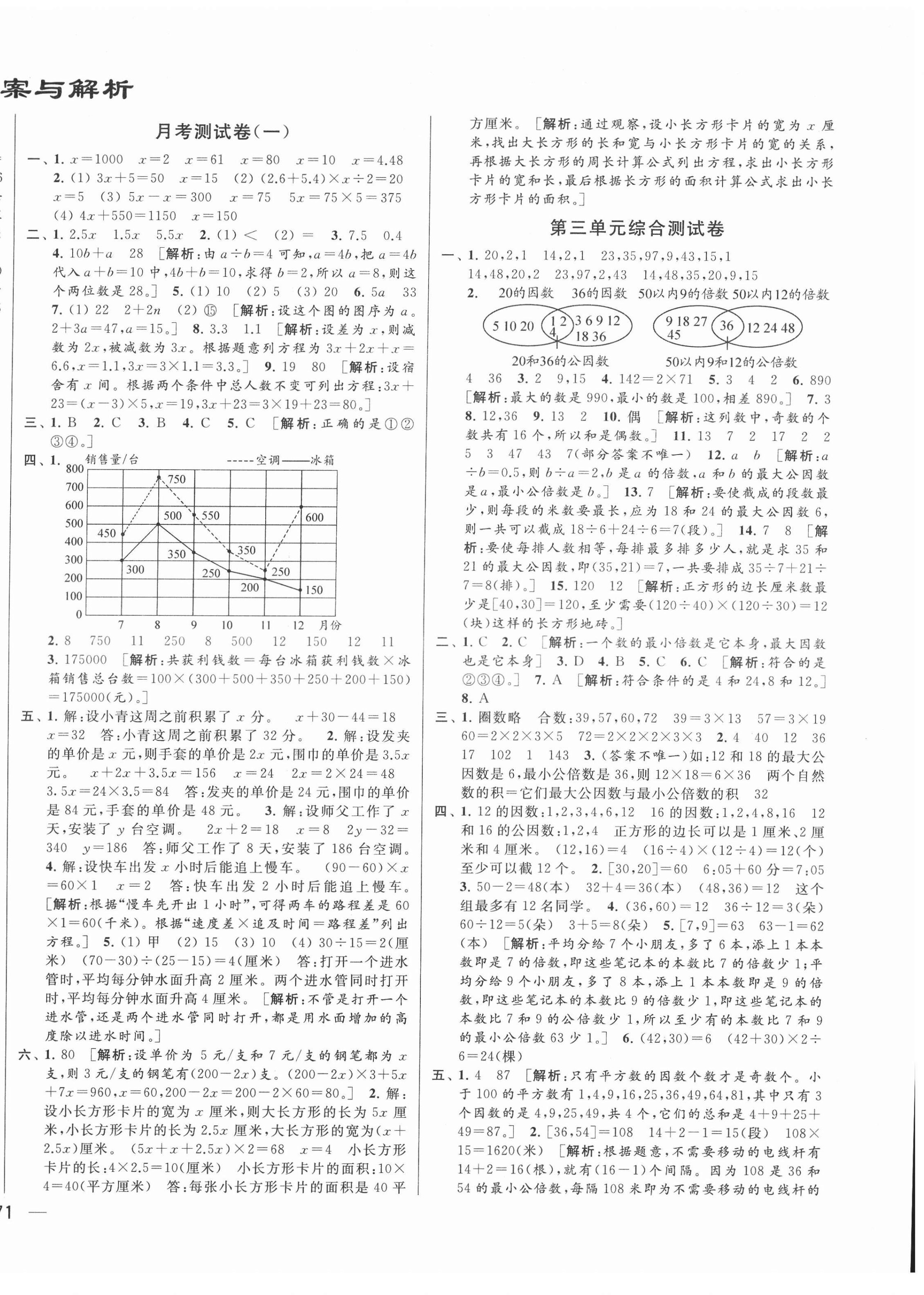 2022年同步跟踪全程检测五年级数学下册苏教版 参考答案第2页