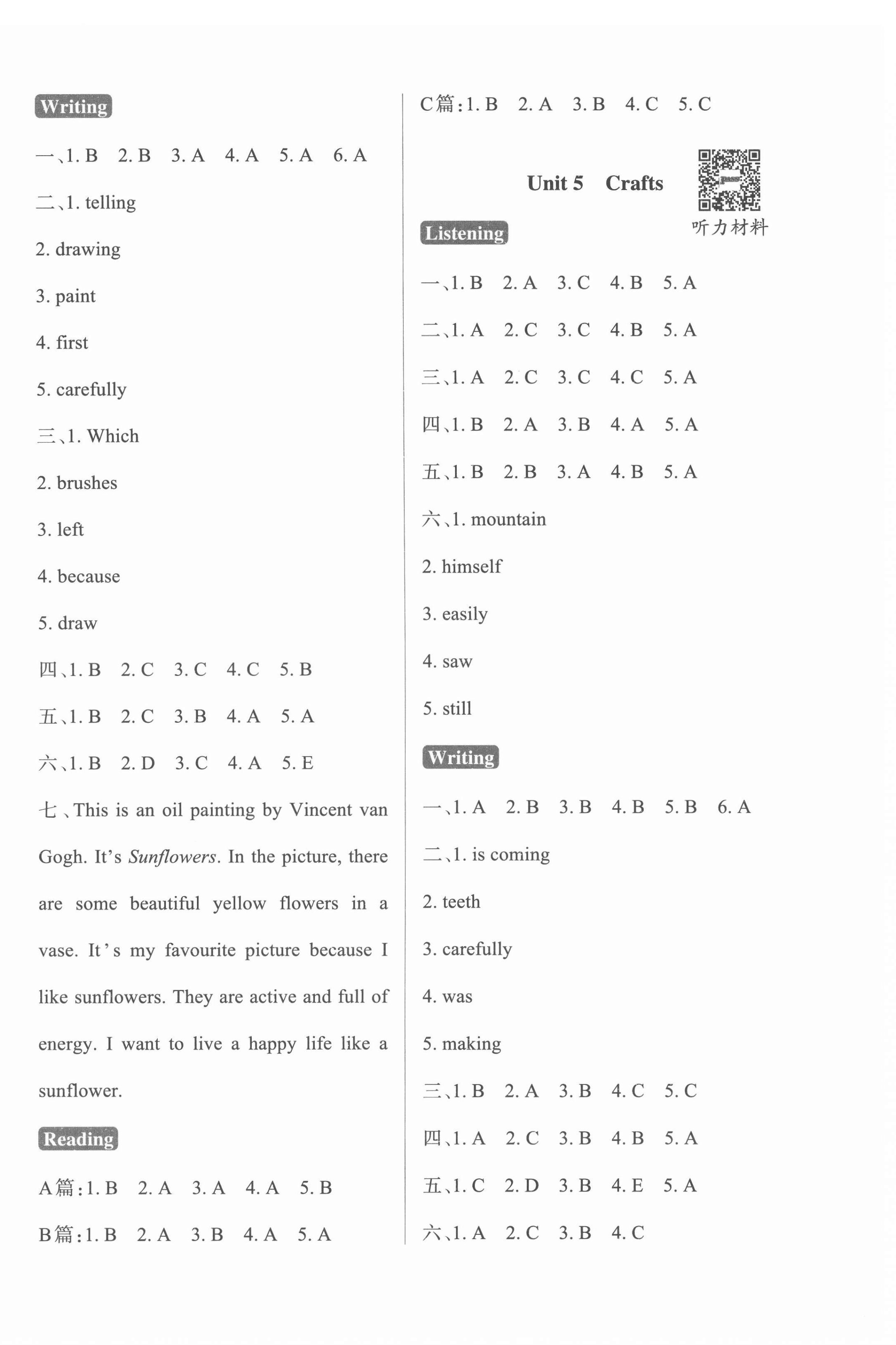 2022年小學(xué)學(xué)霸作業(yè)本六年級英語下冊滬教牛津版深圳專版 參考答案第4頁