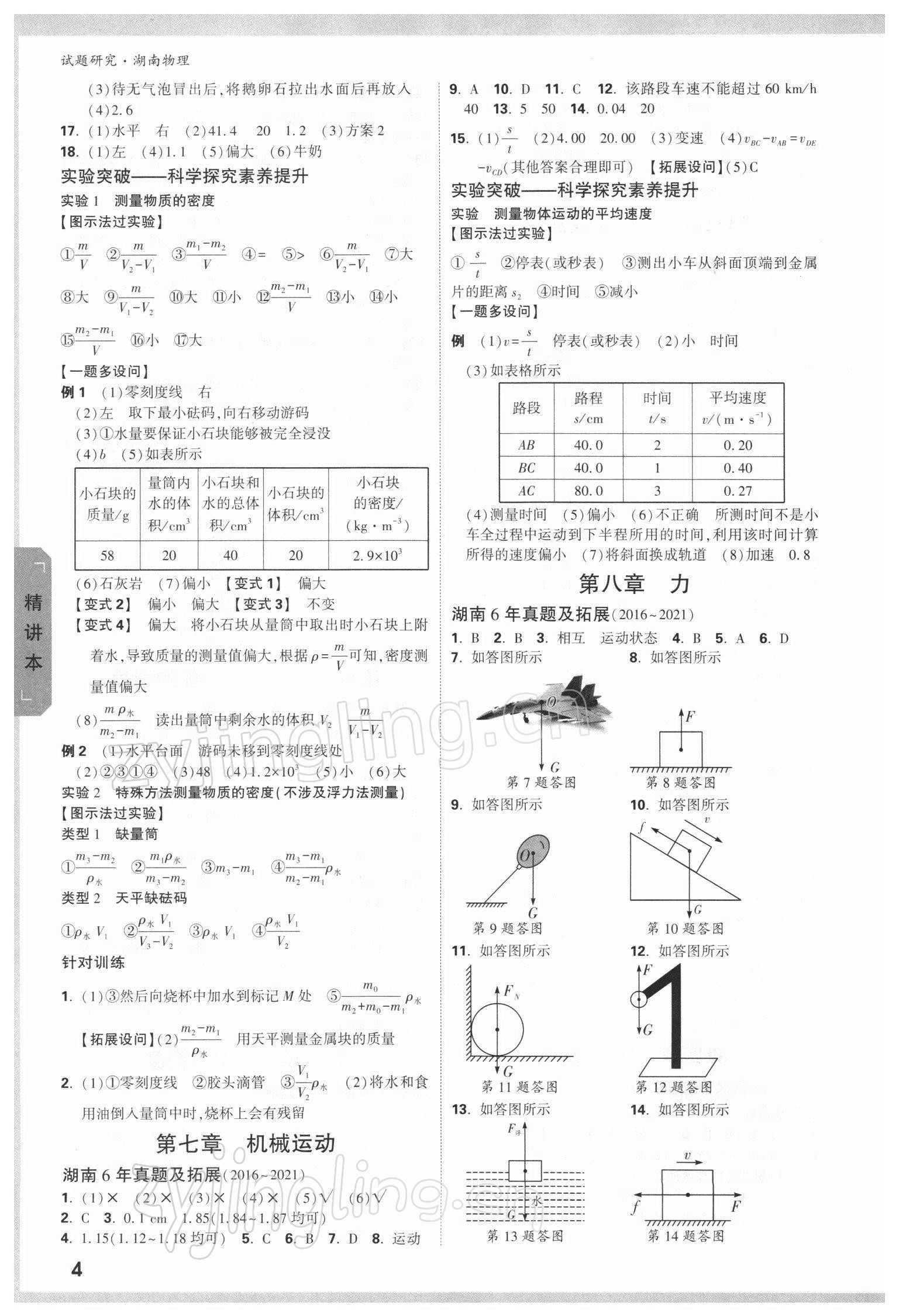 2022年萬唯中考試題研究物理湖南專版 參考答案第3頁