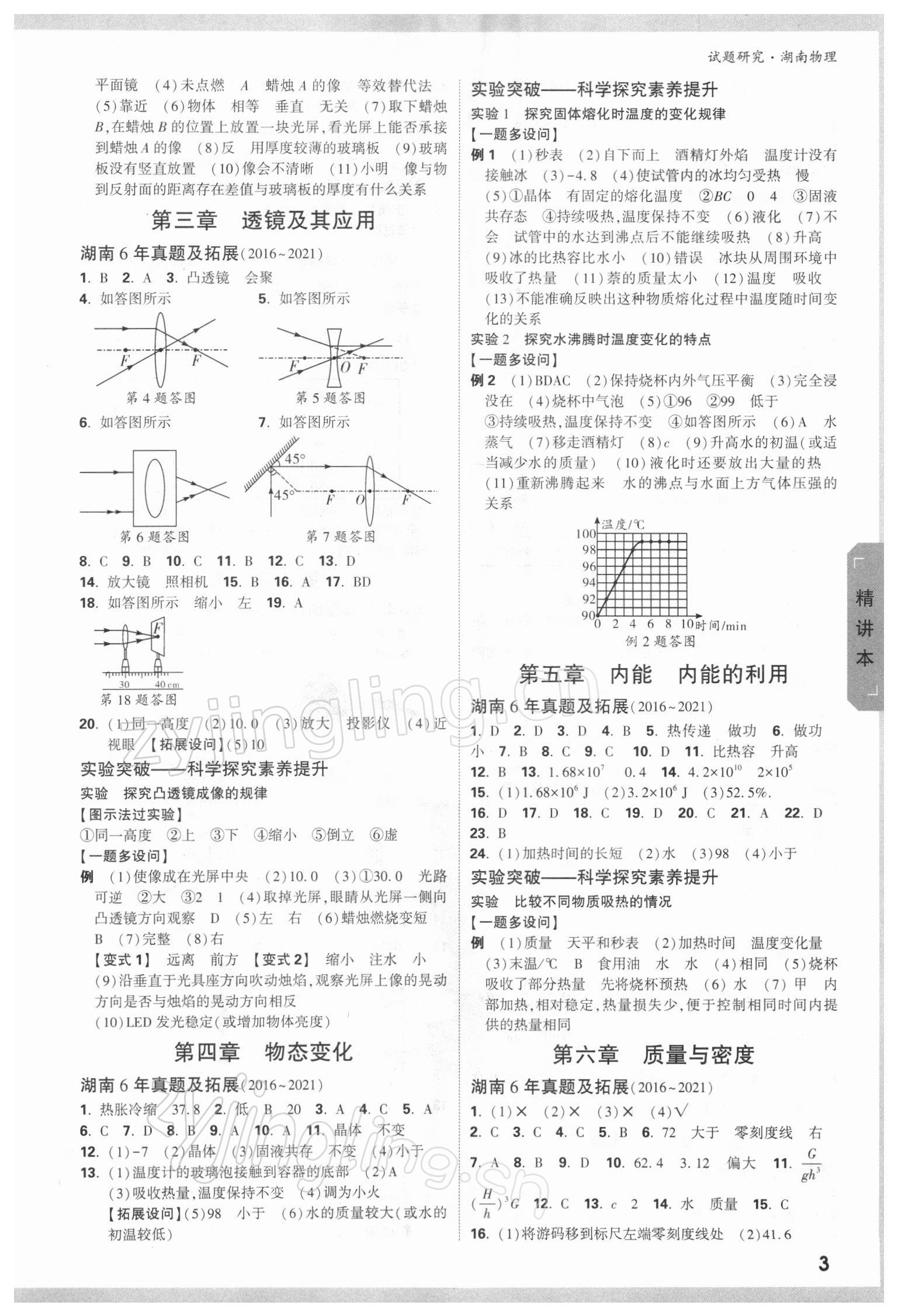 2022年萬唯中考試題研究物理湖南專版 參考答案第2頁