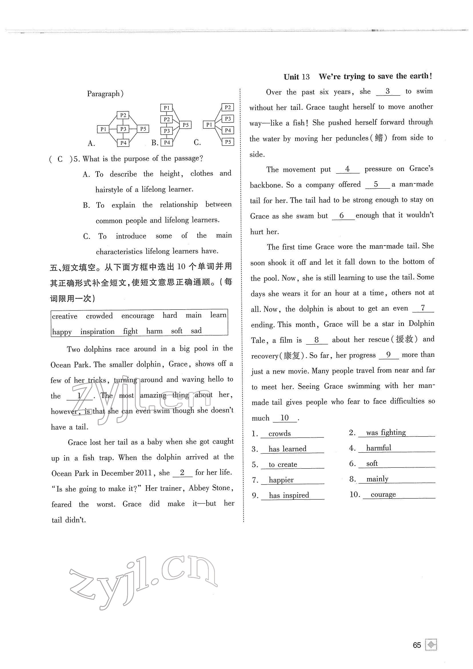 2022年名校金典课堂九年级英语下册人教版成都专版 参考答案第69页