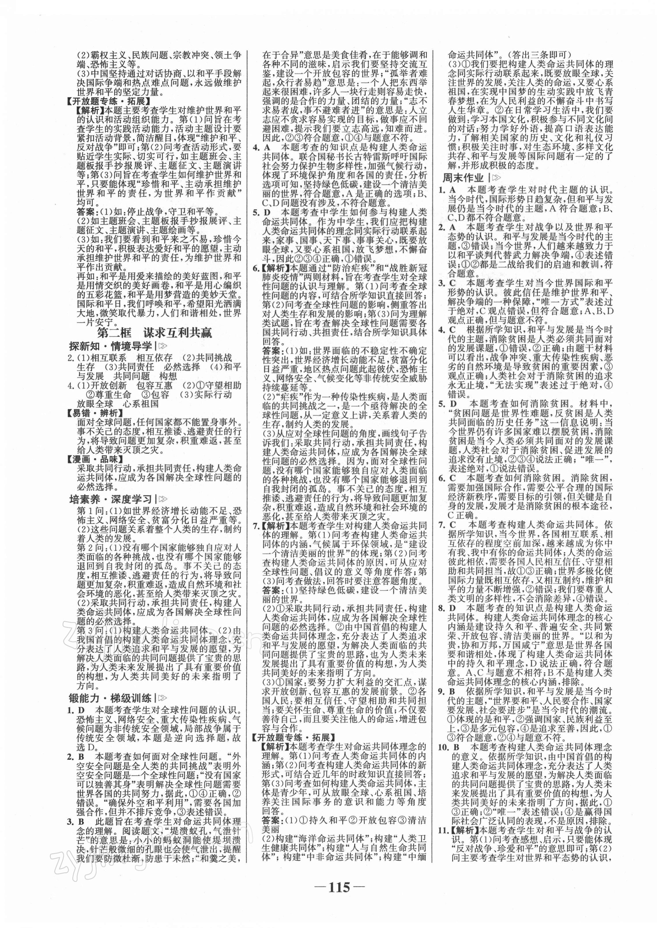 2022年世纪金榜金榜学案九年级道德与法治下册人教版 第3页