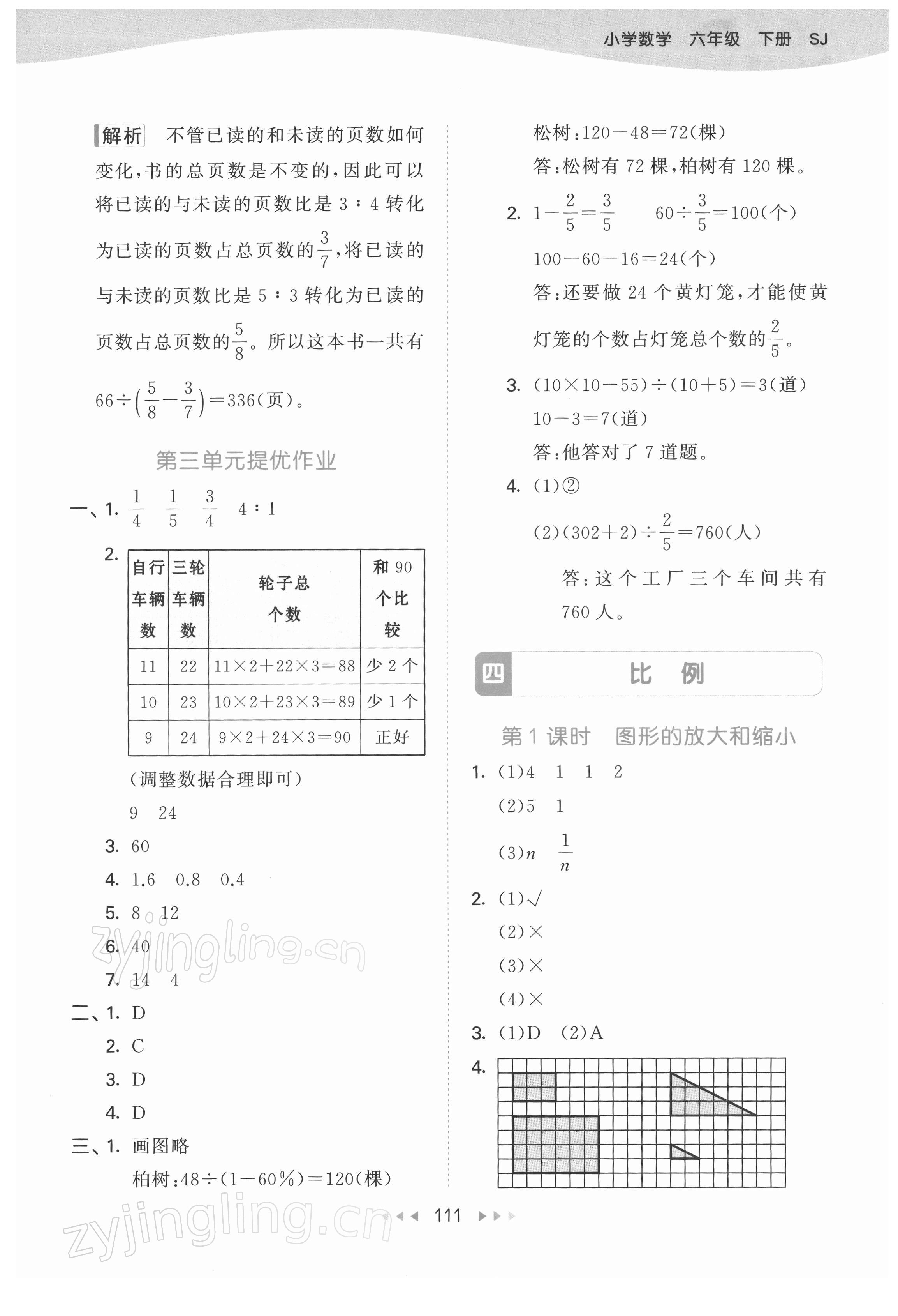 2022年53天天練六年級數學下冊蘇教版 參考答案第11頁