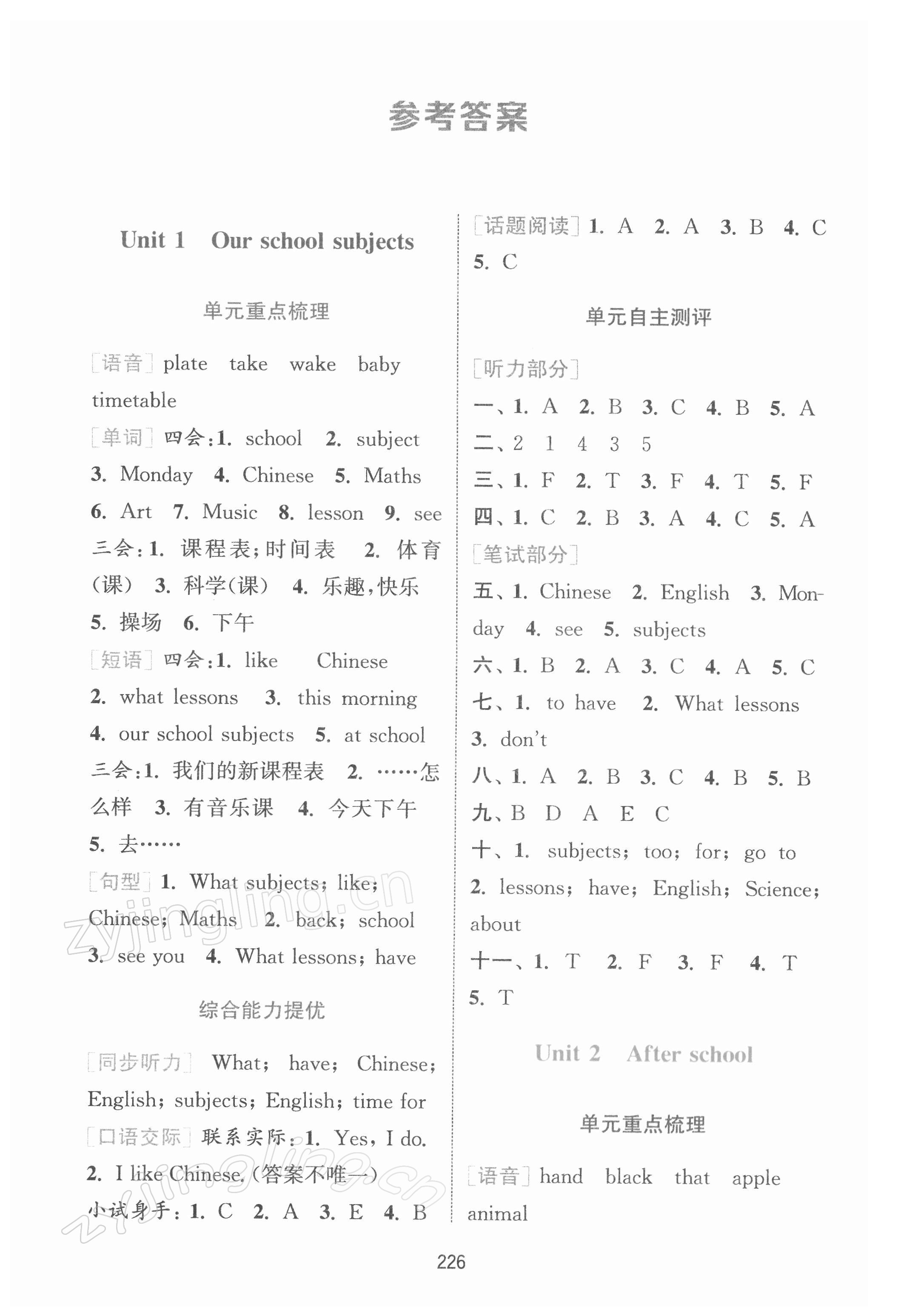 2022年通城學(xué)典非常課課通四年級(jí)英語下冊(cè)譯林版 第1頁