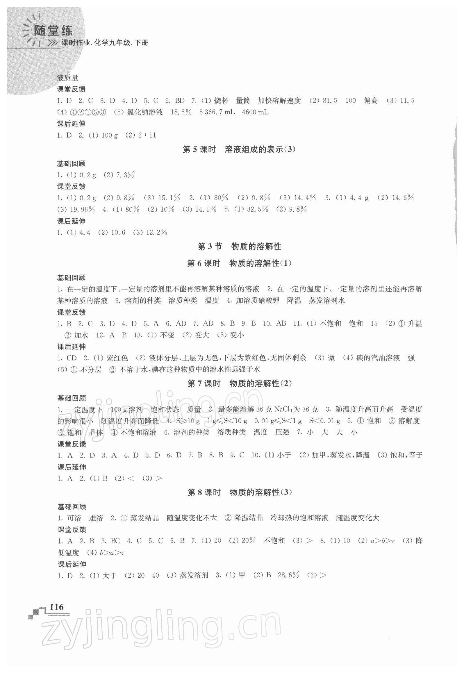 2022年随堂练课时作业九年级化学下册 第2页