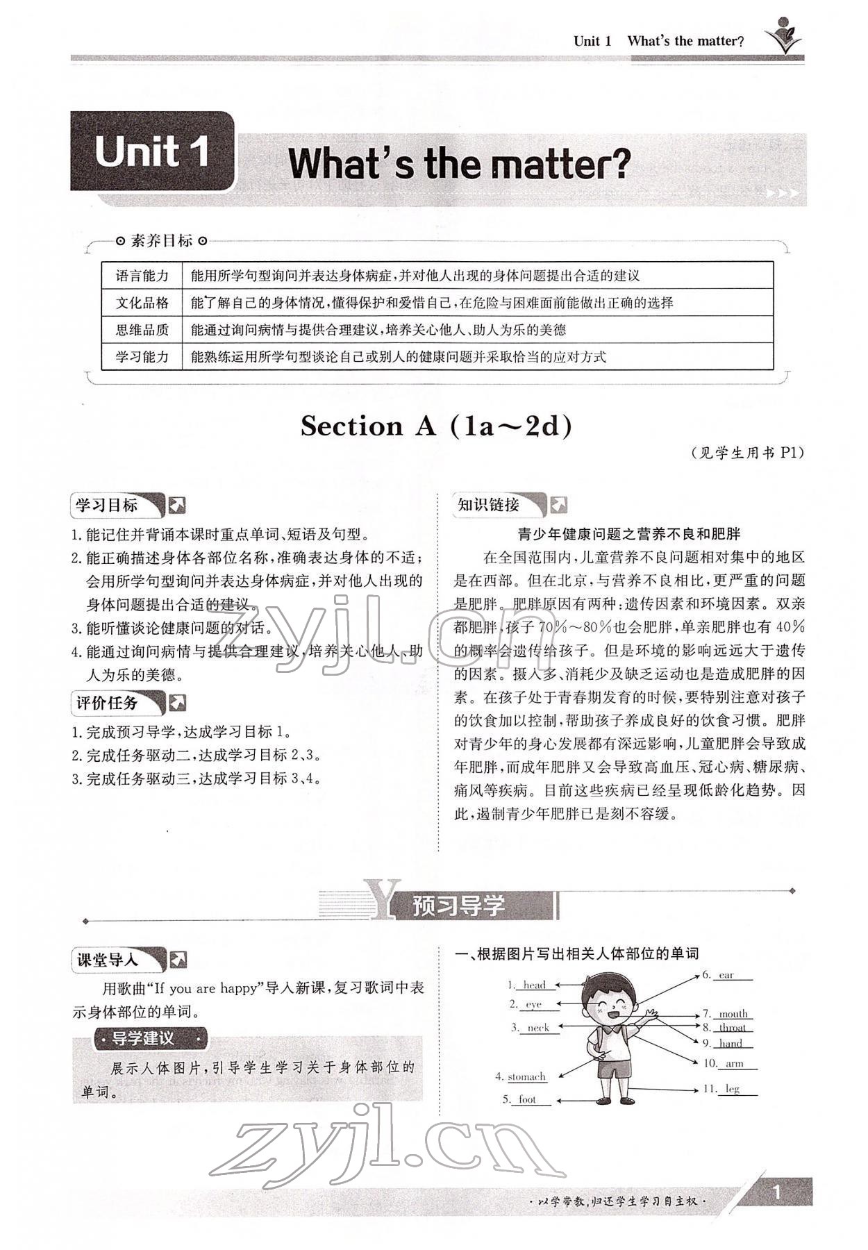 2022年金太陽導學案八年級英語下冊人教版 參考答案第1頁