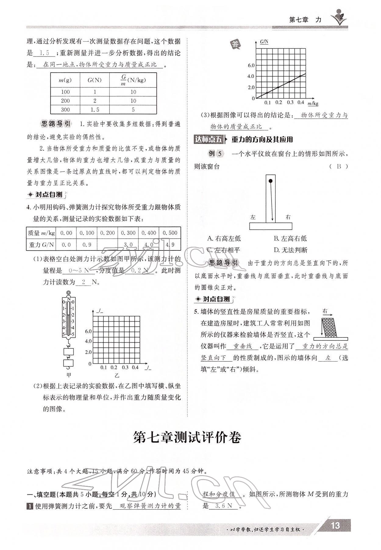 2022年金太陽(yáng)導(dǎo)學(xué)案八年級(jí)物理下冊(cè)人教版 參考答案第13頁(yè)