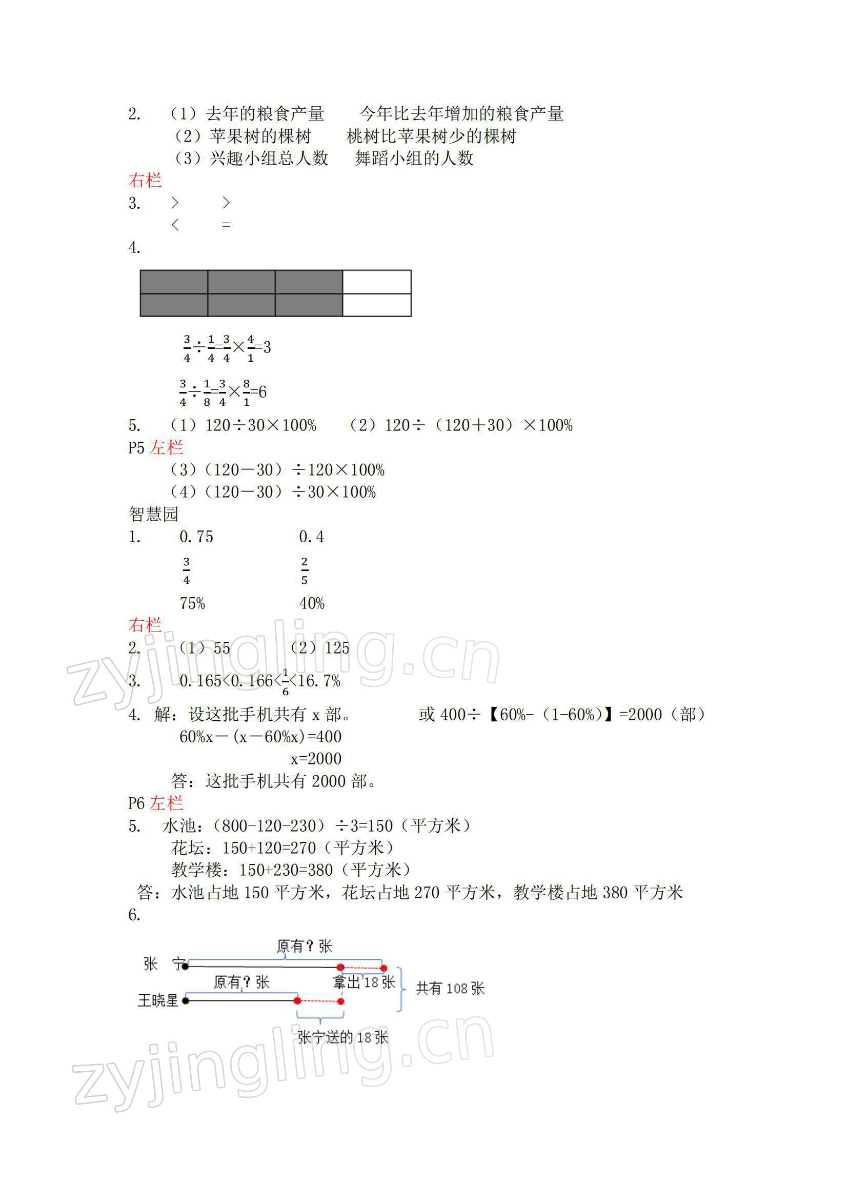 2022年寒假作业安徽少年儿童出版社六年级数学上册苏教版 参考答案第2页