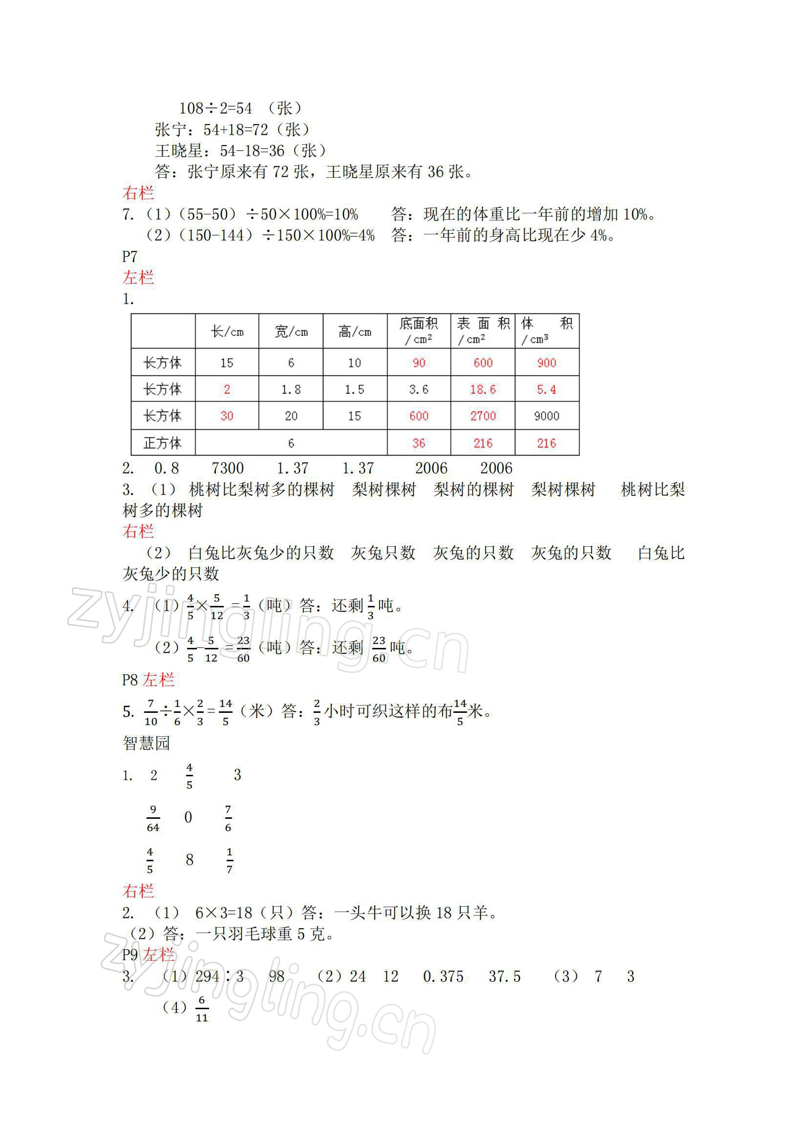 2022年寒假作業(yè)安徽少年兒童出版社六年級(jí)數(shù)學(xué)上冊(cè)蘇教版 參考答案第3頁(yè)