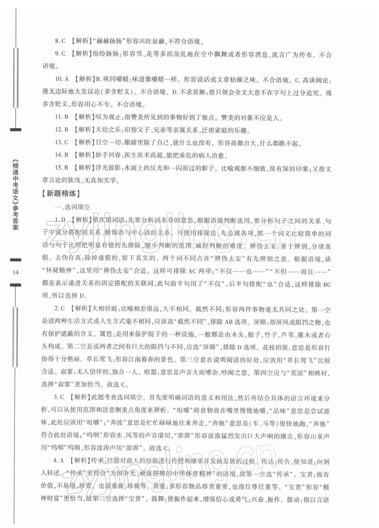 2022年精通中考語文基礎(chǔ)知識與試卷訓(xùn)練 第14頁