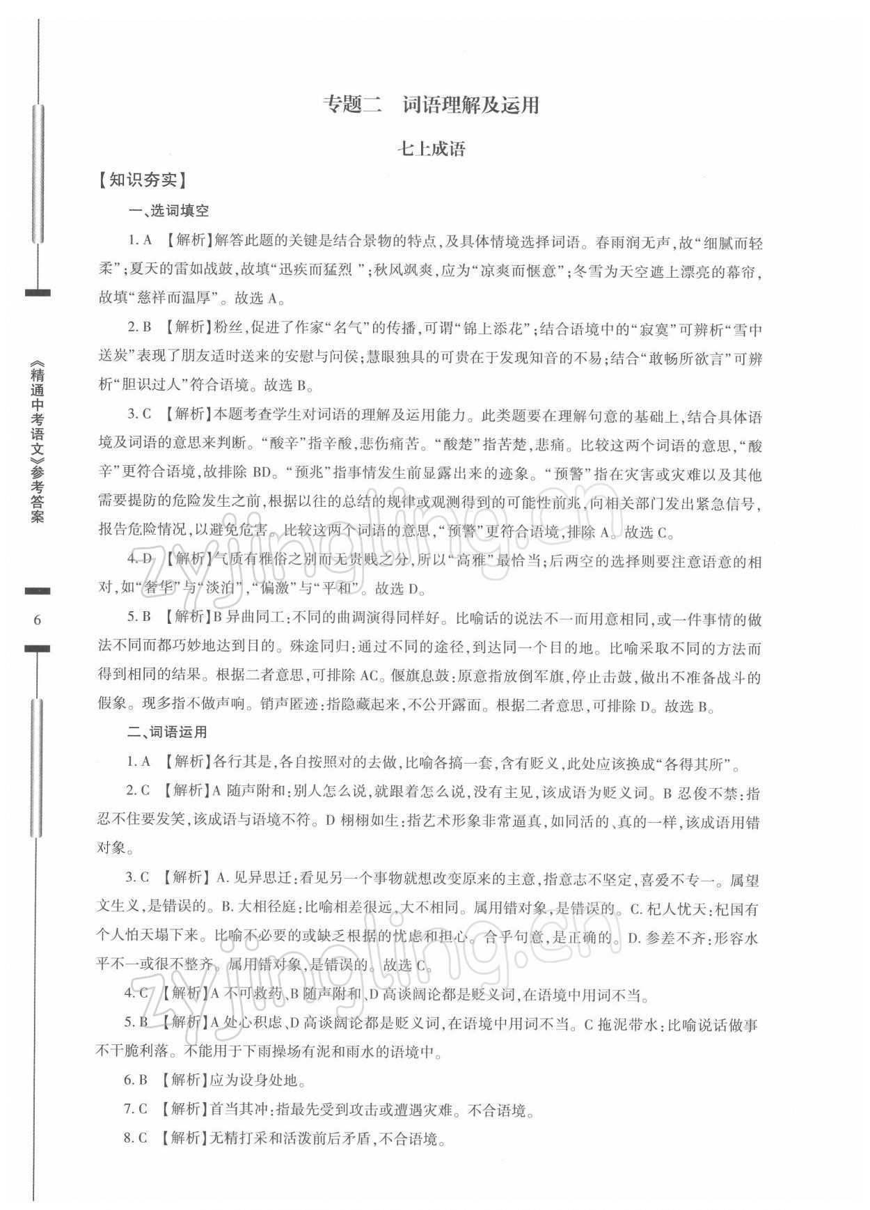 2022年精通中考語(yǔ)文基礎(chǔ)知識(shí)與試卷訓(xùn)練 第6頁(yè)