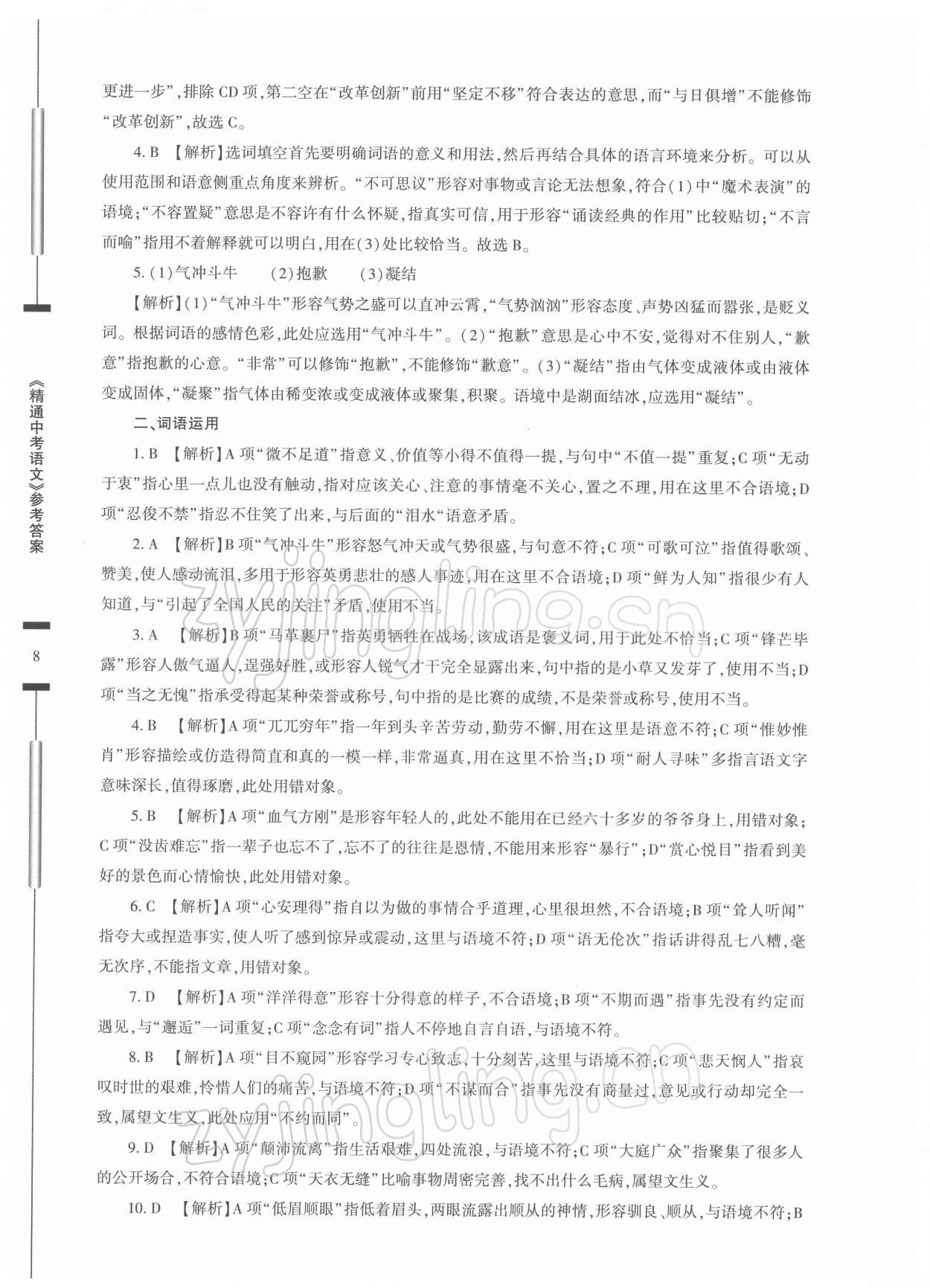 2022年精通中考語文基礎(chǔ)知識與試卷訓(xùn)練 第8頁