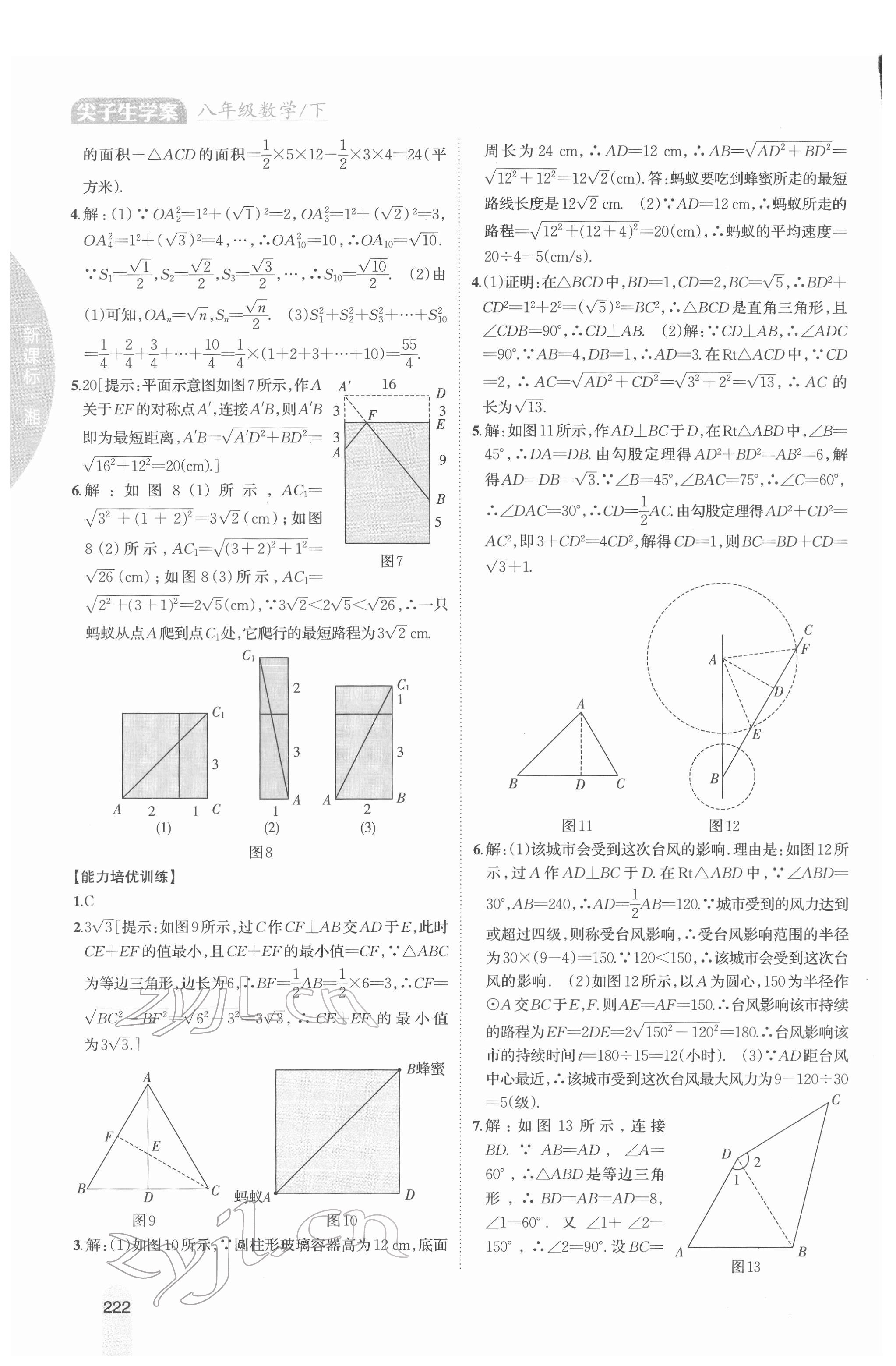 2022年尖子生学案八年级数学下册湘教版 参考答案第3页