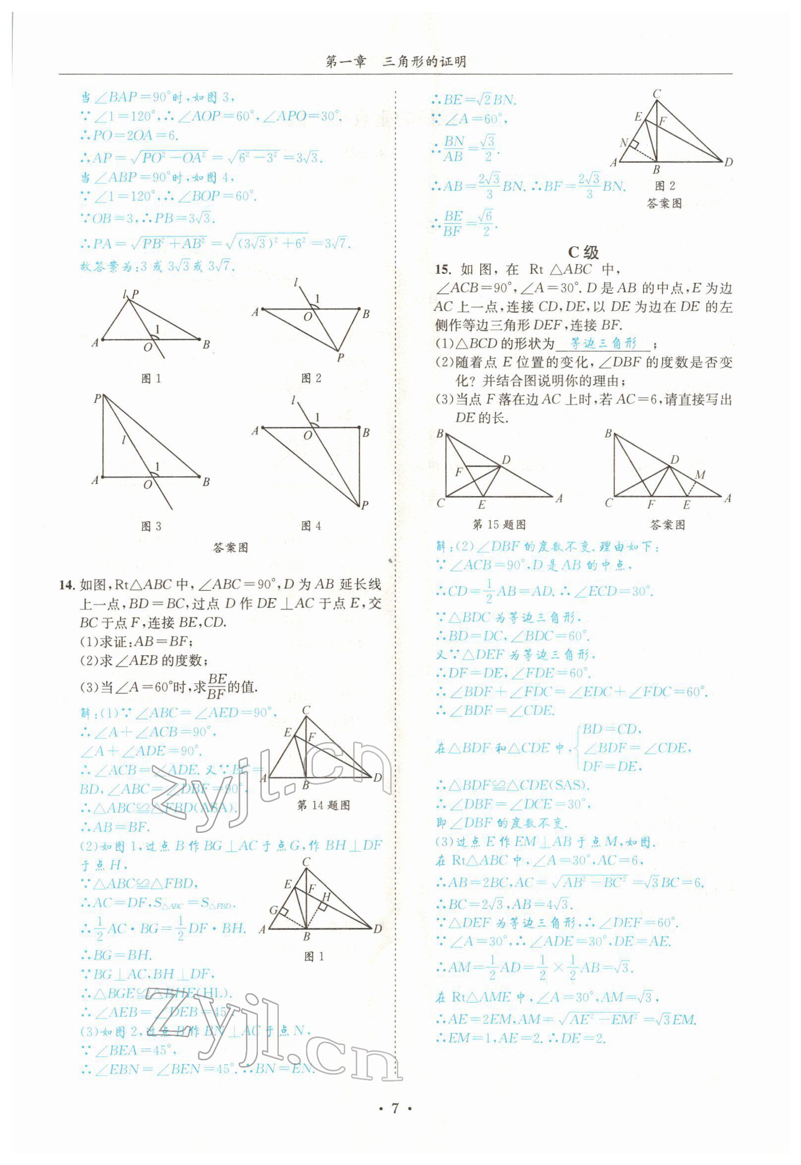 2022年蓉城学霸八年级数学下册北师大版 参考答案第7页