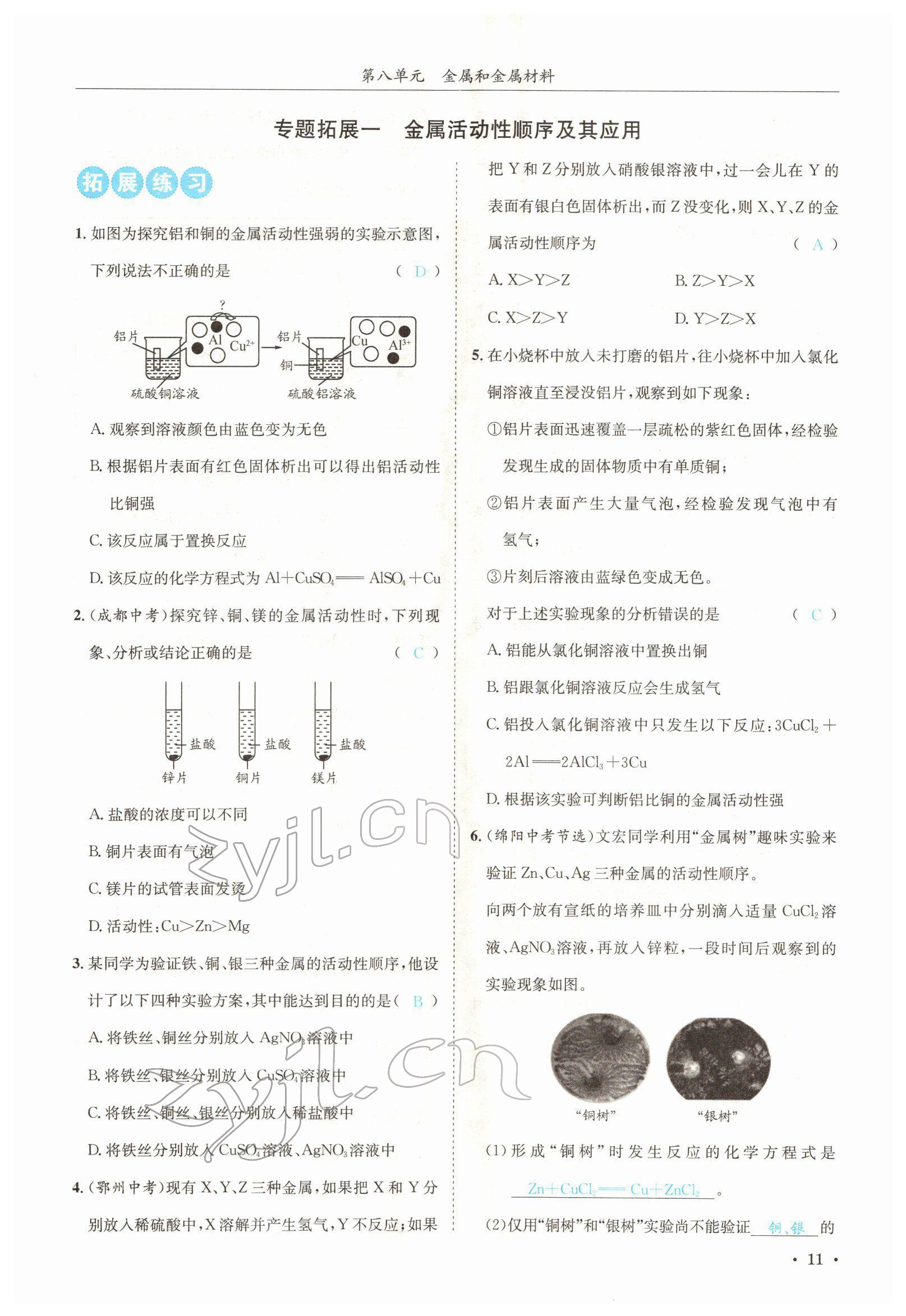 2022年蓉城學(xué)霸九年級化學(xué)下冊人教版 參考答案第11頁