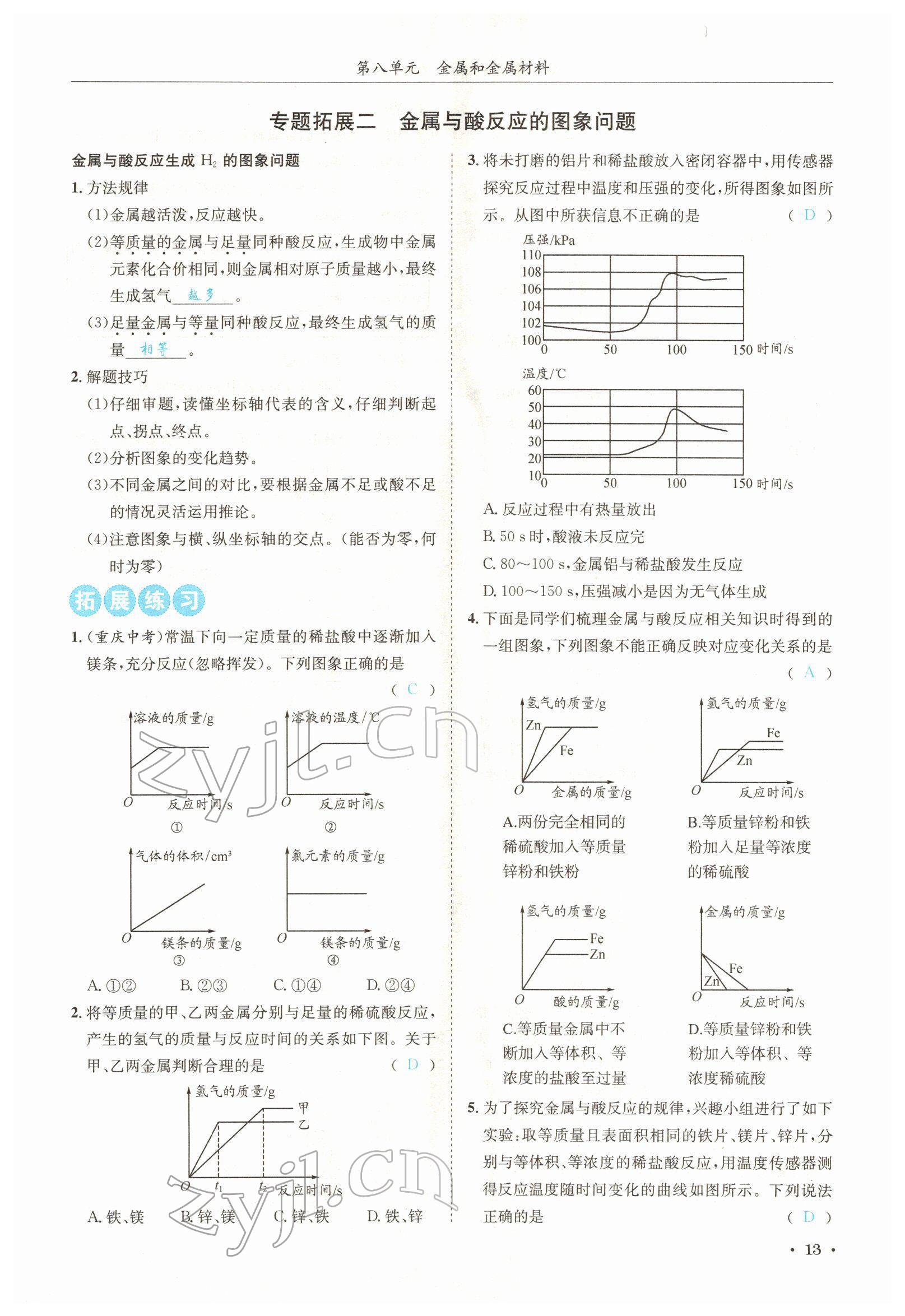 2022年蓉城學霸九年級化學下冊人教版 參考答案第13頁