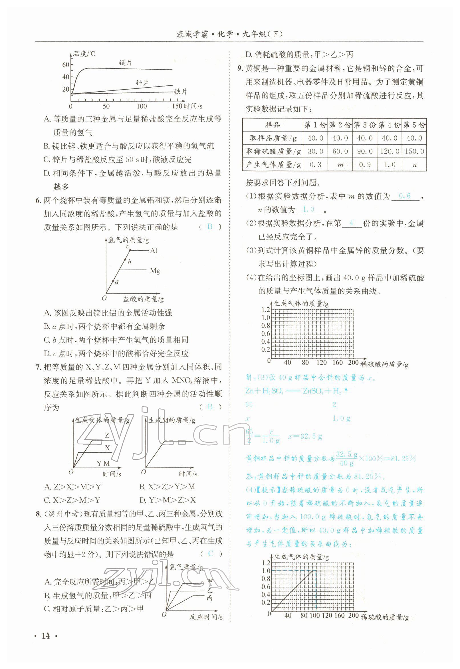 2022年蓉城學霸九年級化學下冊人教版 參考答案第14頁