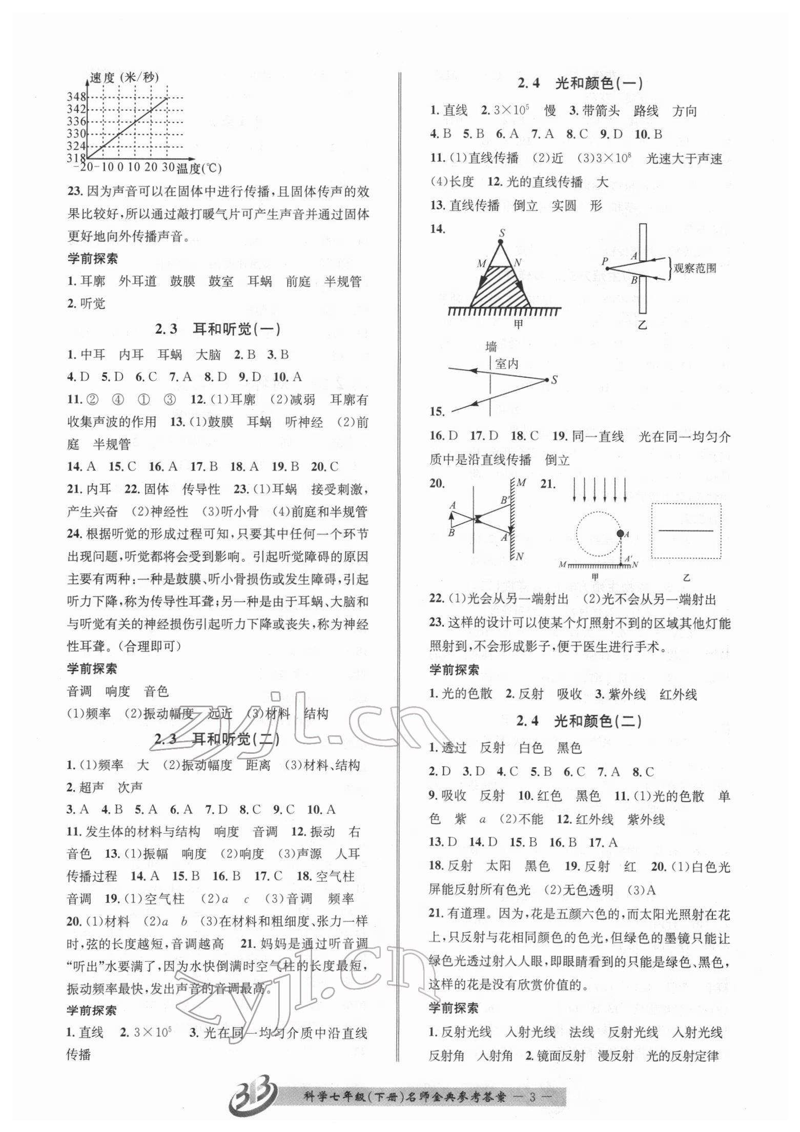 2022年名師金典BFB初中課時(shí)優(yōu)化七年級(jí)科學(xué)下冊(cè)浙教版 參考答案第3頁(yè)