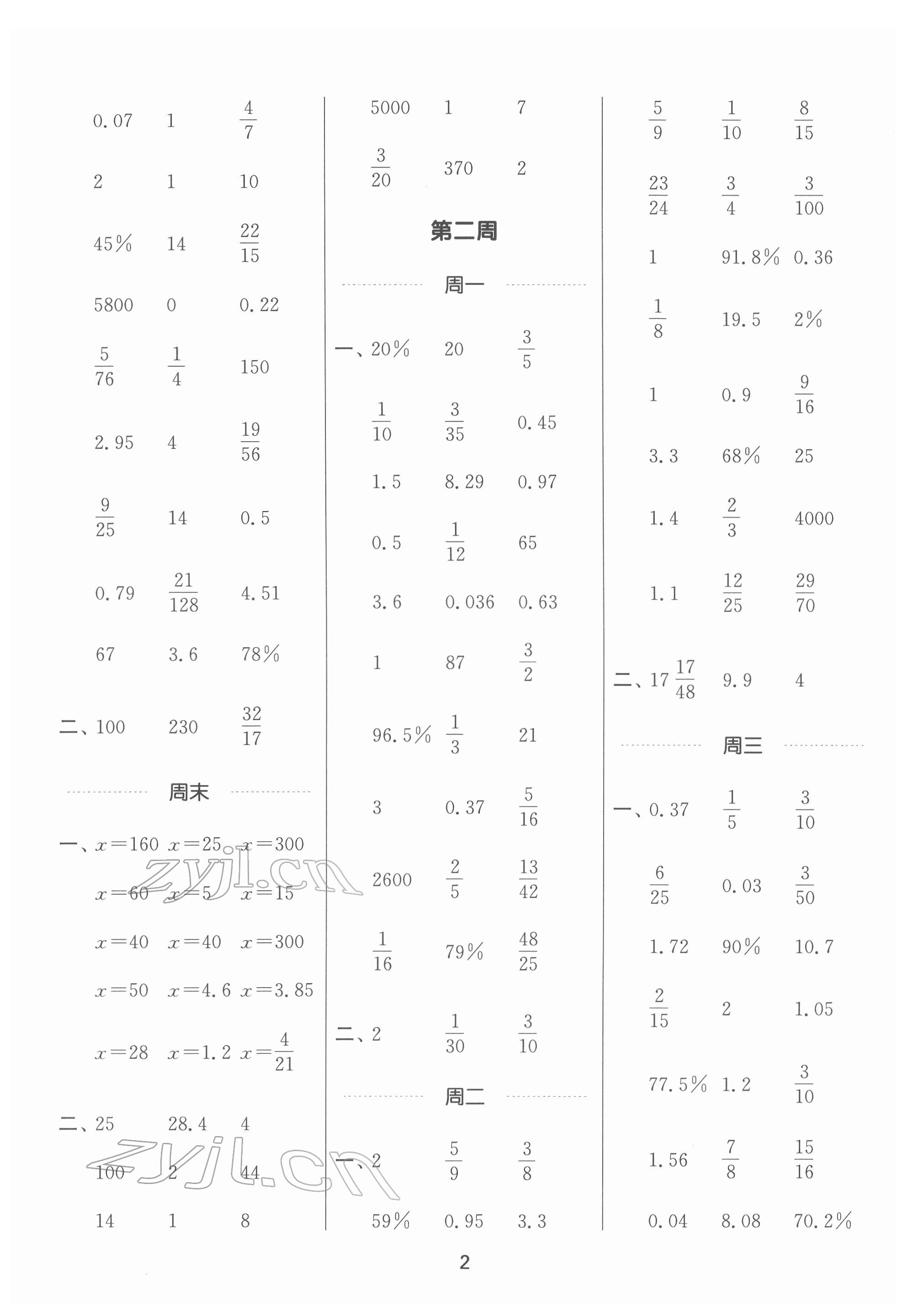 2022年通城學(xué)典計(jì)算能手六年級(jí)數(shù)學(xué)下冊(cè)人教版 第2頁