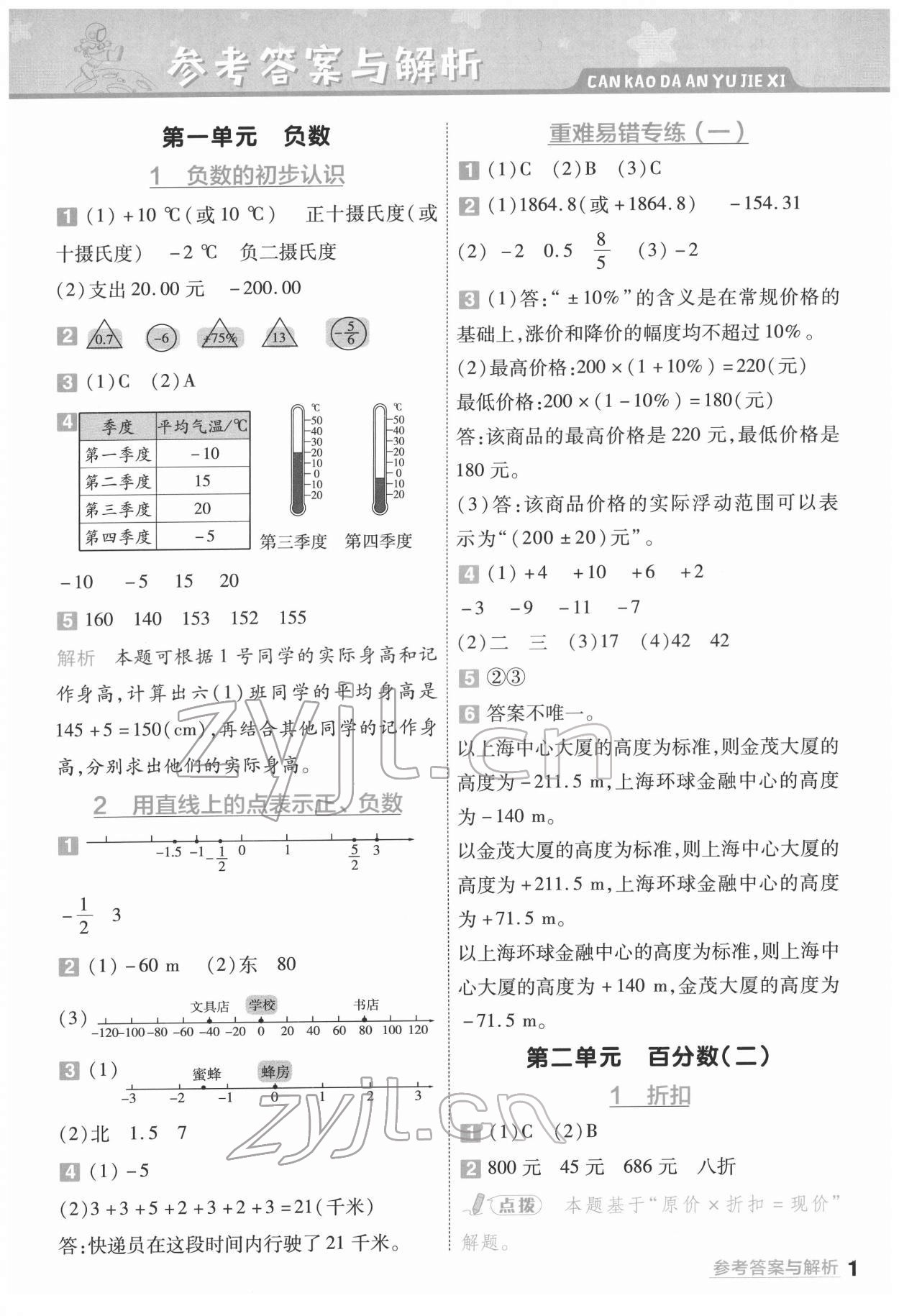 2022年一遍過六年級小學數(shù)學下冊人教版 第1頁