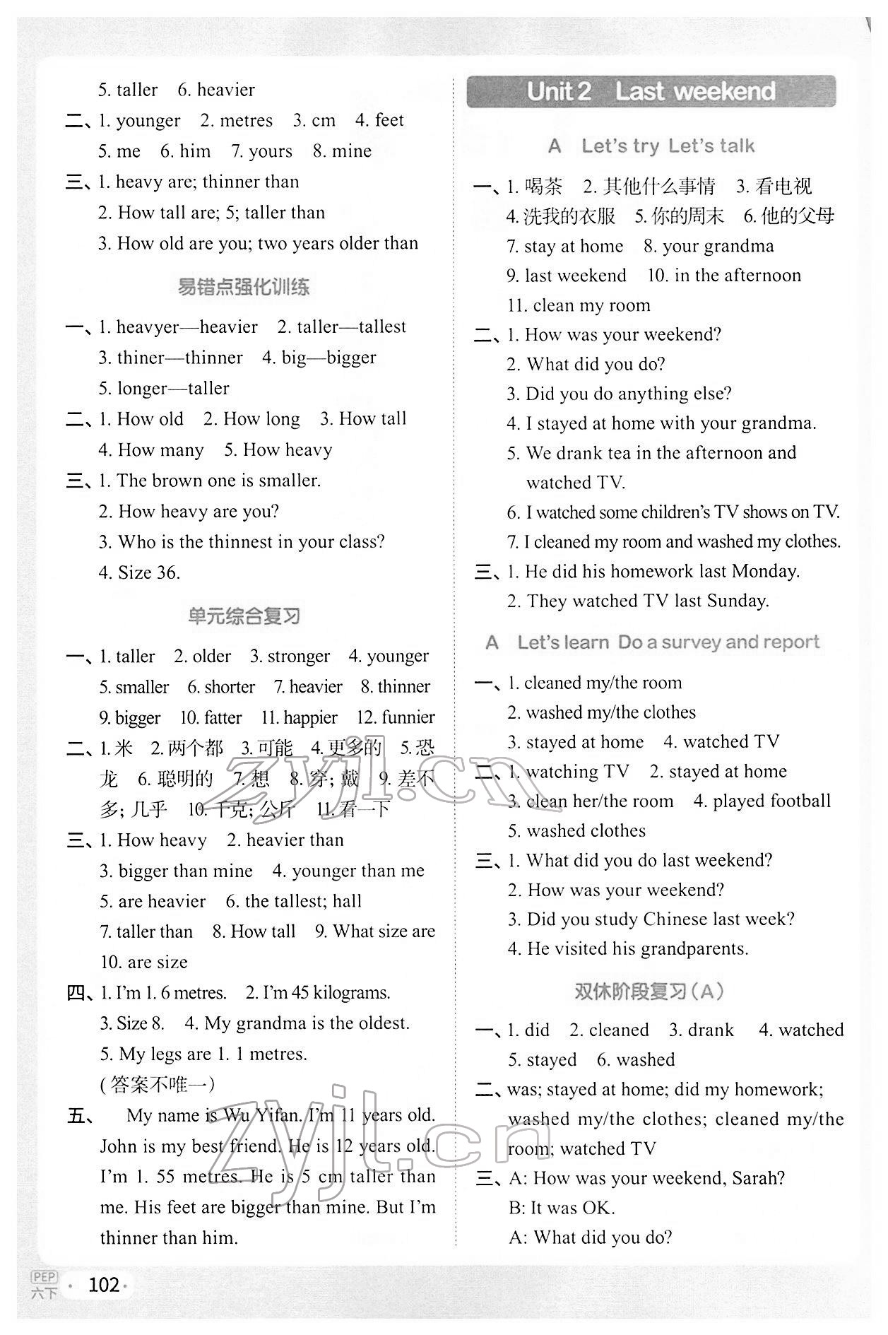 2022年陽光同學默寫小達人六年級英語下冊人教PEP版 第2頁